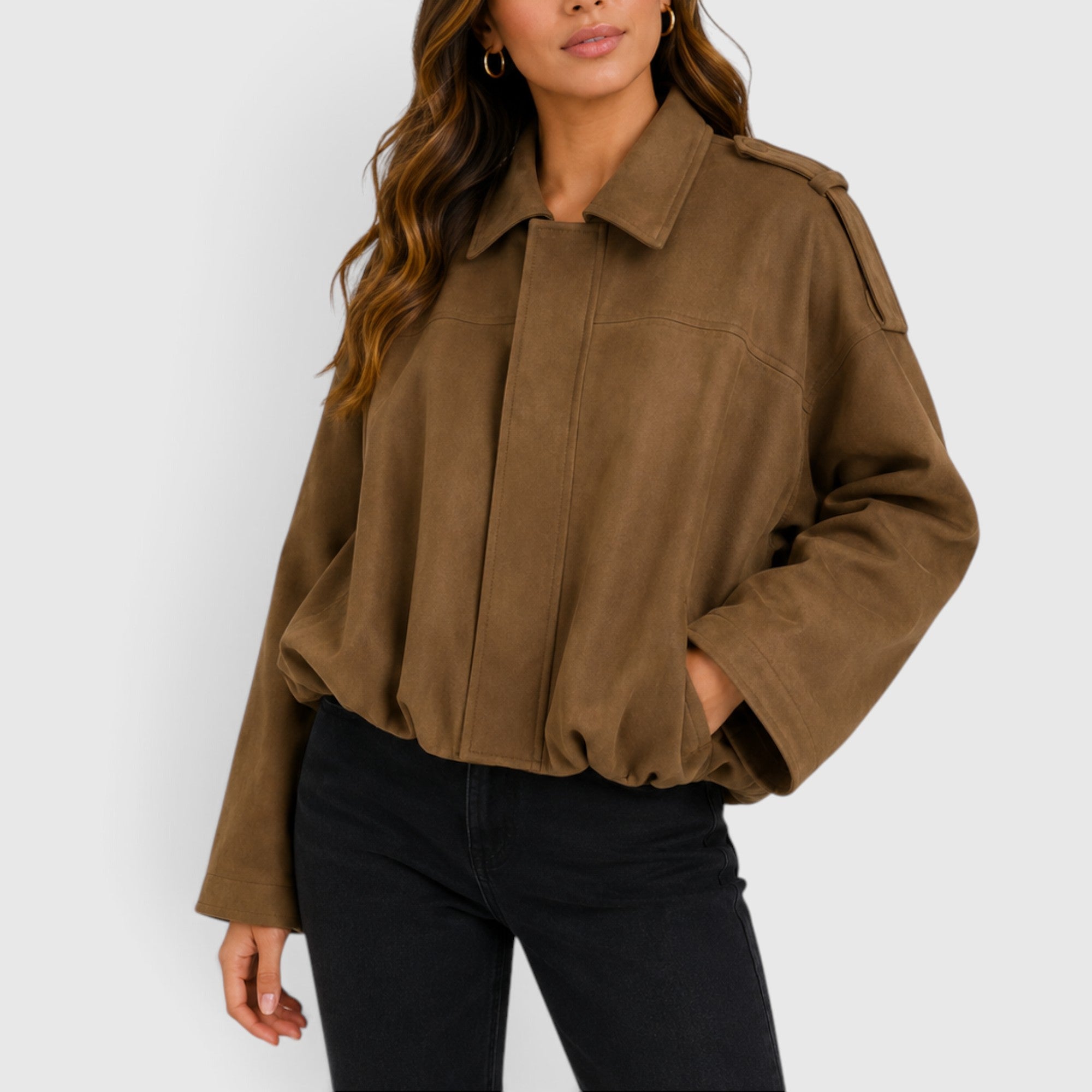 Tessa | Women's Suede Jacket Oversized Casual Bomber Jacket