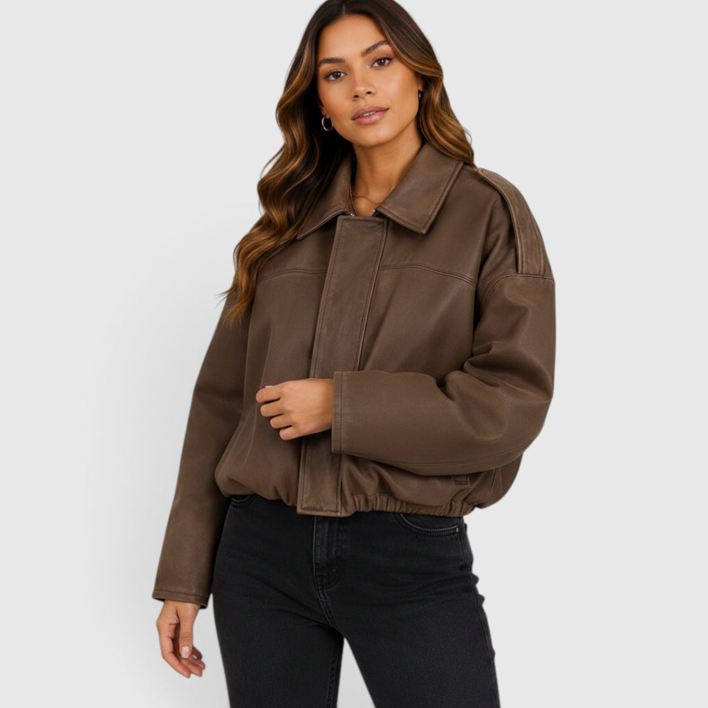 Tessa | Women's Suede Jacket Oversized Casual Bomber Jacket