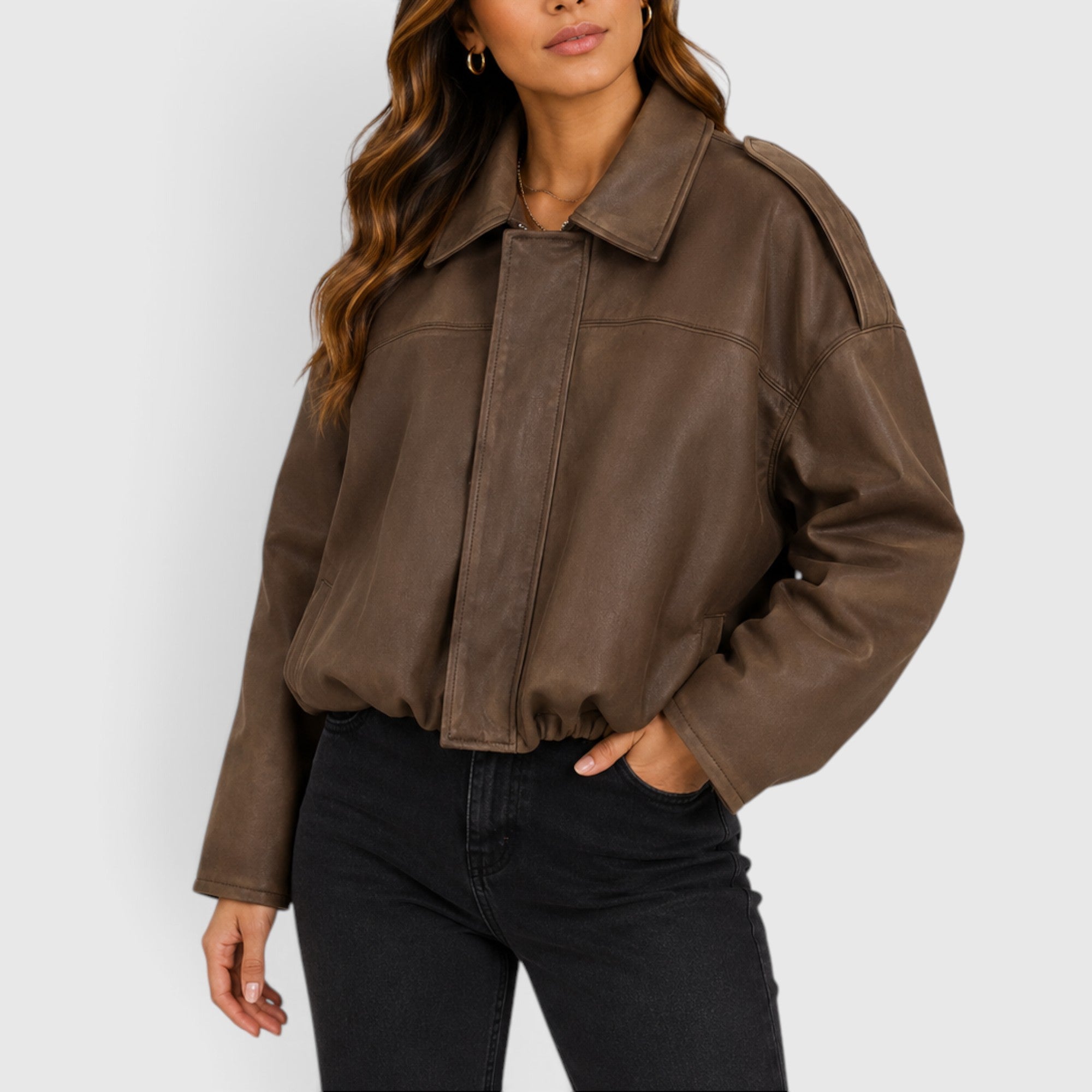 Tessa | Women's Suede Jacket Oversized Casual Bomber Jacket