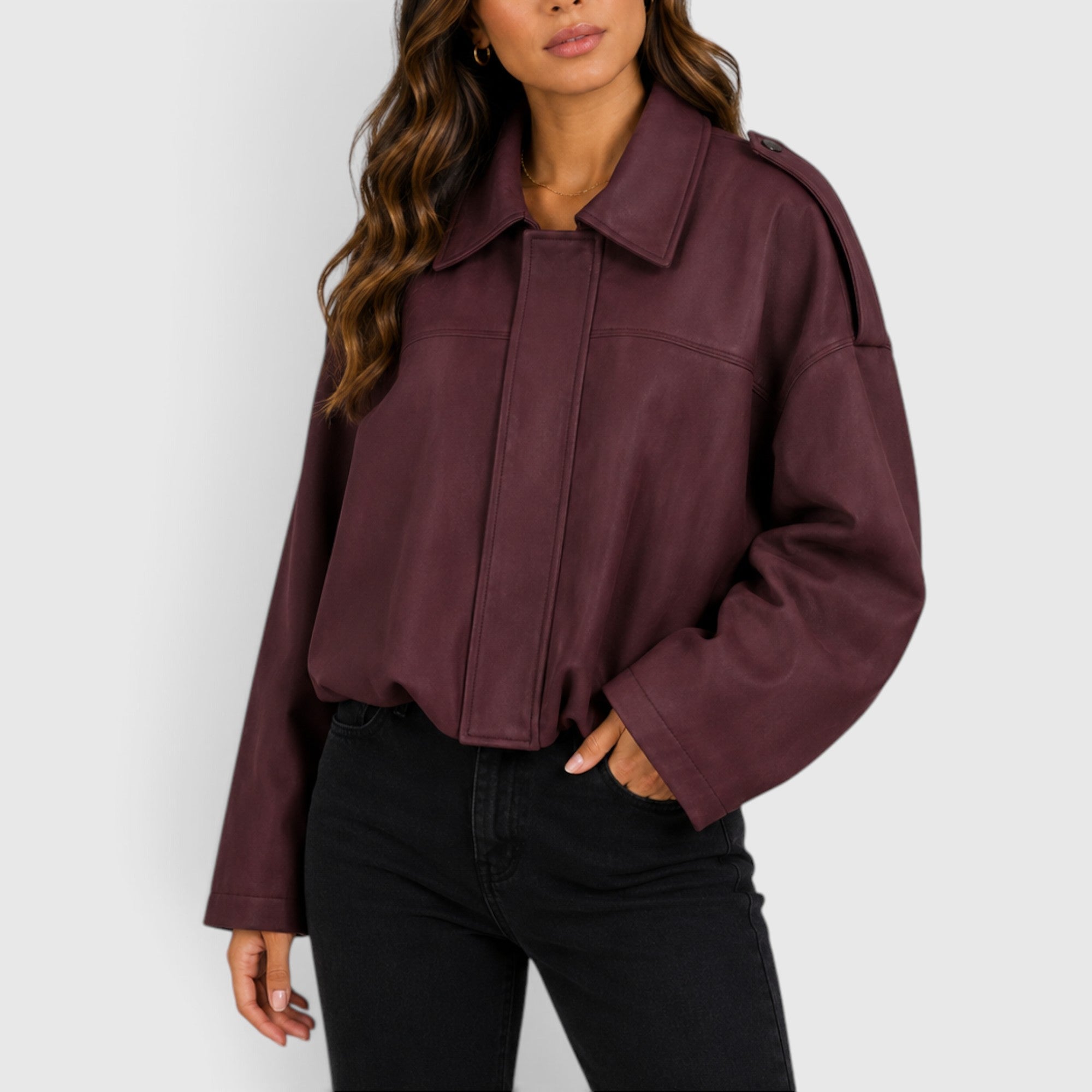 Tessa | Women's Suede Jacket Oversized Casual Bomber Jacket