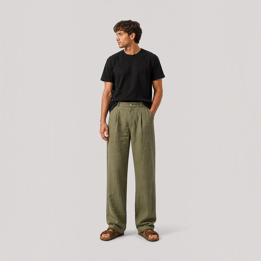 Ellmont London | Men’s Summer Pants Linen Blend Casual Comfort Fit