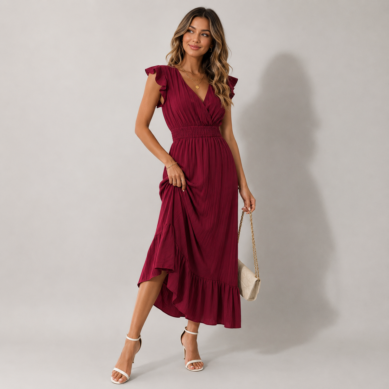 Ellmont London | Women’s Flowy V Neck Evening Summer Dress