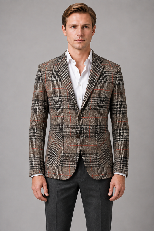 Men's Tailored Tweed Blazer – Smart Casual Jacket