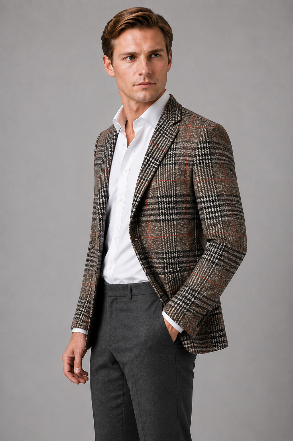 Men's Tailored Tweed Blazer – Smart Casual Jacket