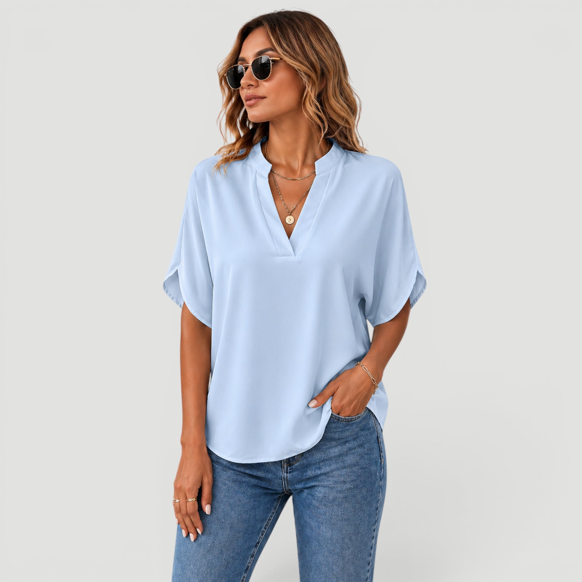 Ellmont London | Women’s Lightweight Blouse Elegant Short Sleeve