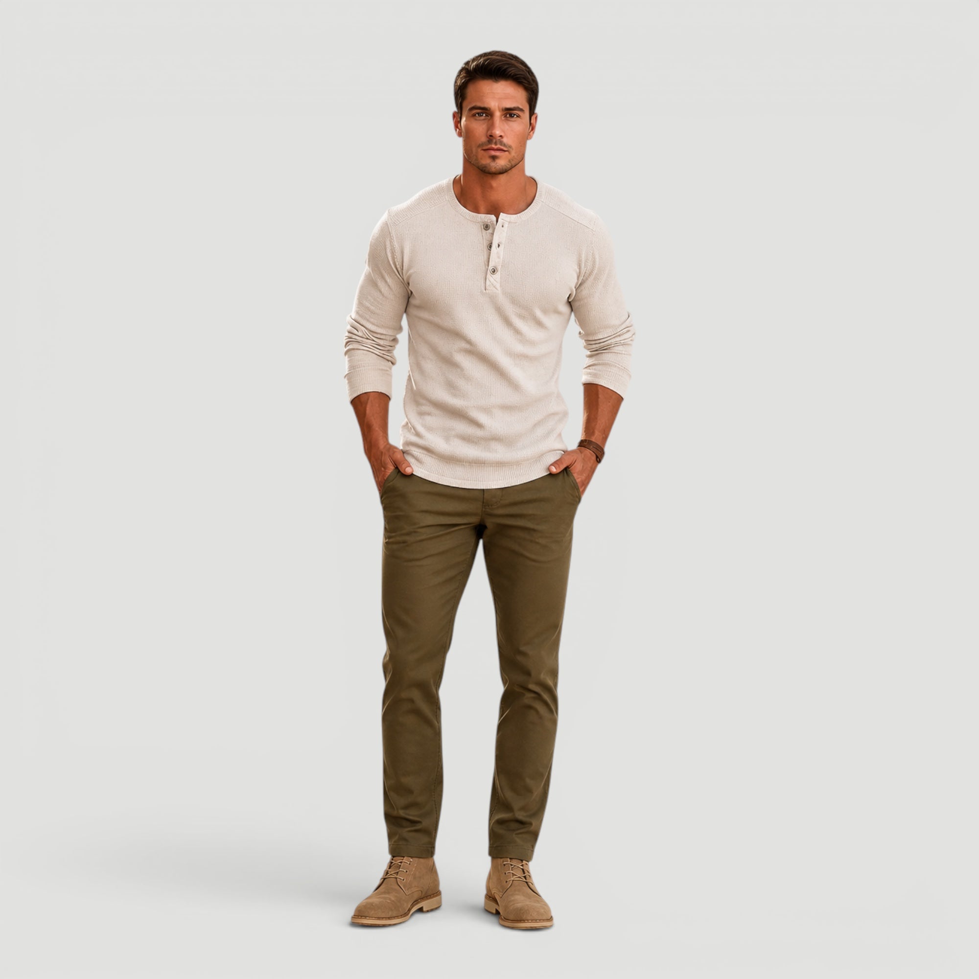 Ellmont London | Men’s Henley Sweater Button Neck Everyday Wear