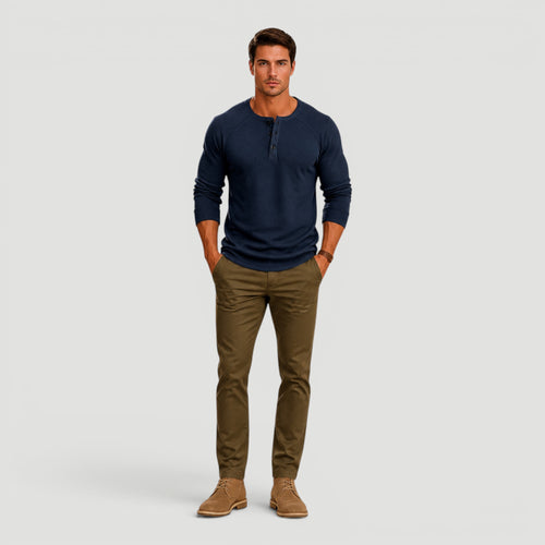 Adrian | Men’s Henley Sweater Button Neck Everyday Wear