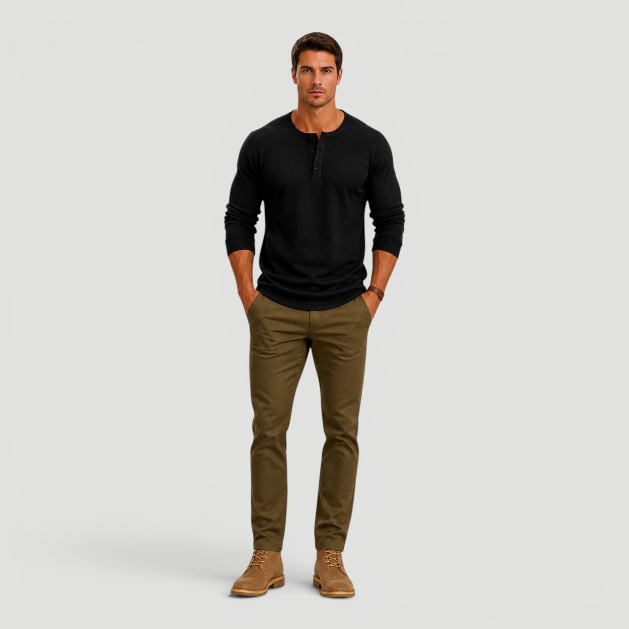 Ellmont London | Men’s Henley Sweater Button Neck Everyday Wear