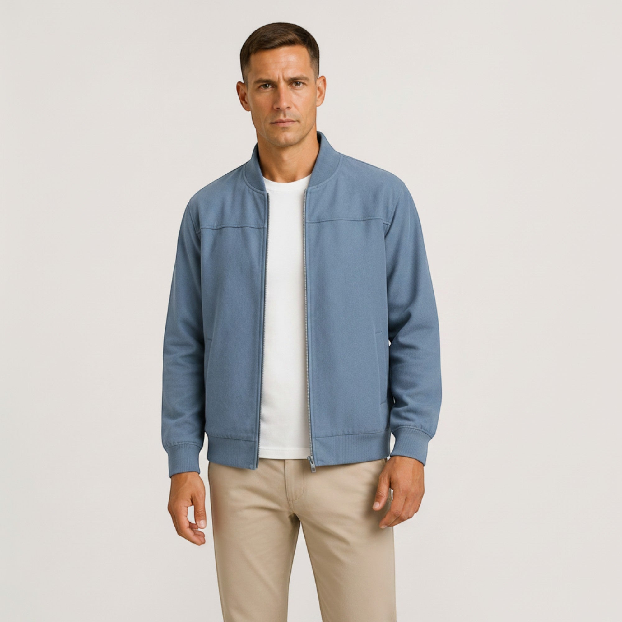Ellmont London | Men's Lightweight Faux Suede Bomber Jacket Zip Front