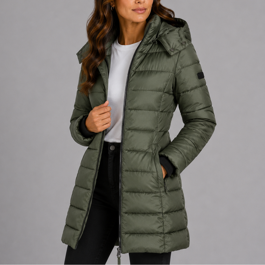 Amelia | Women's Long Hooded Puffer Jacket | Insulated Winter Coat
