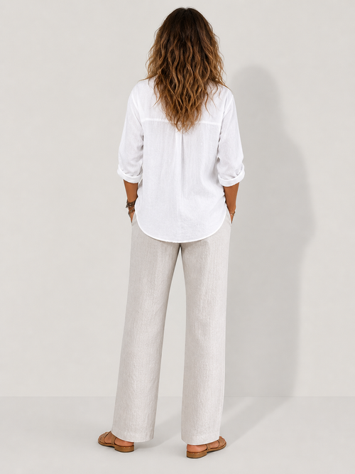 Alma | Women’s Loose Fit Linen Blouse Casual Outfit