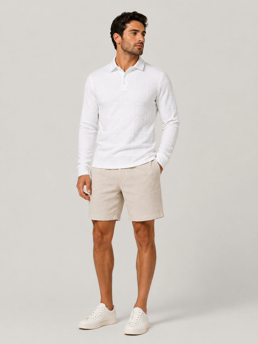 Ellmont London | Men’s Button Polo Shirt Modern Jacquard Knit