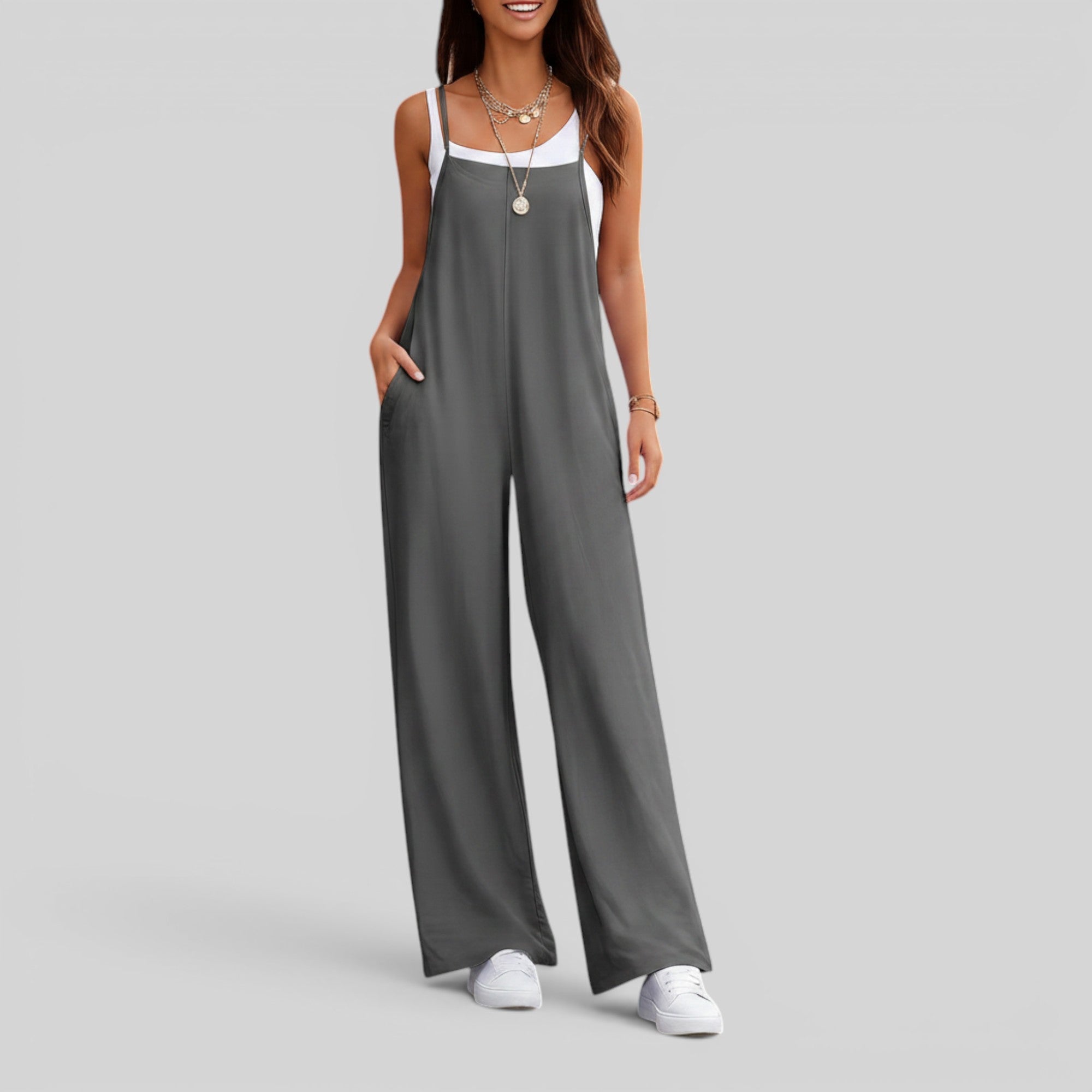 Ellmont London | Women's Sleeveless Long Jumpsuit for Travel Work and Weekend