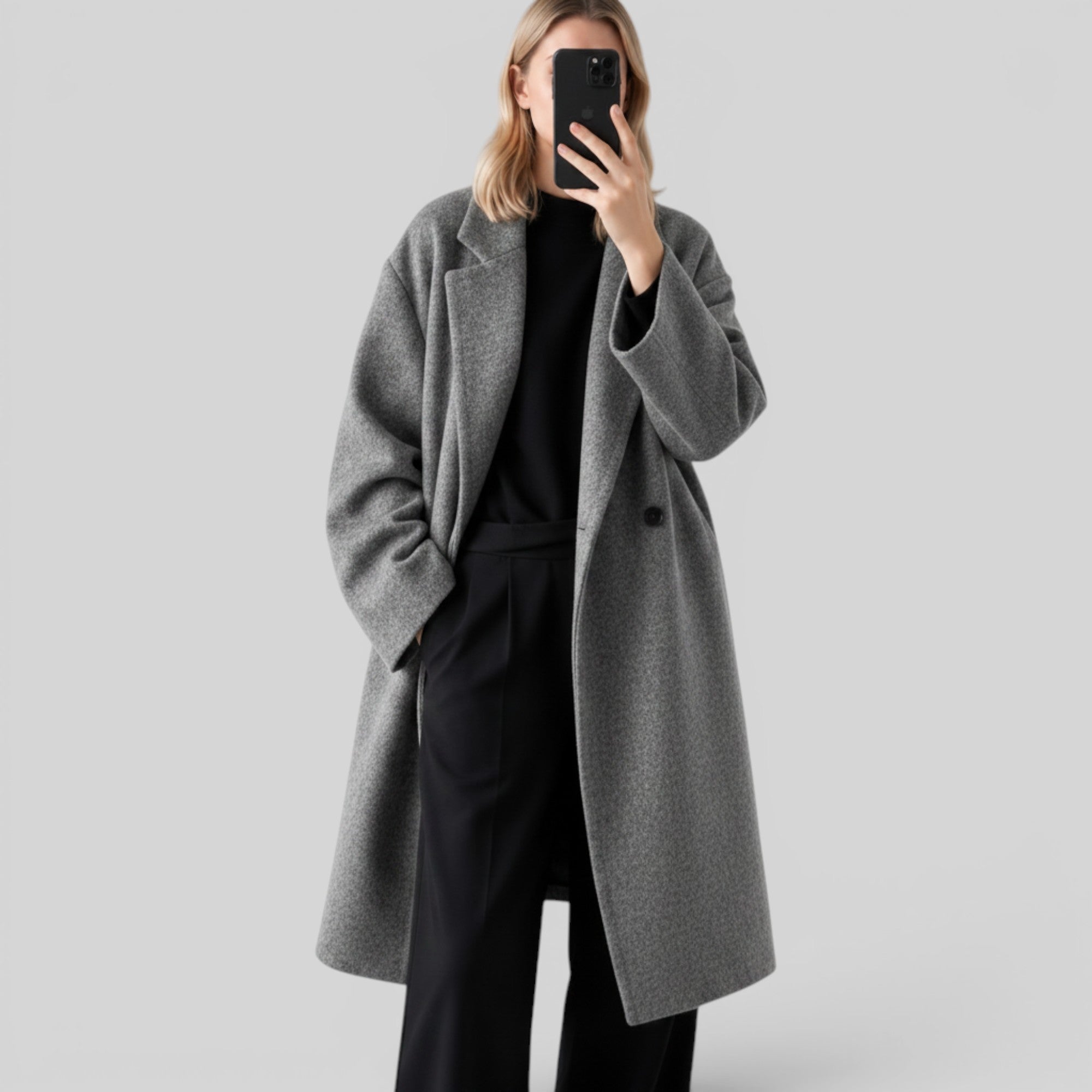Ellmont London | Women's Trench Coat Long Oversized Warm Button-Up Coat
