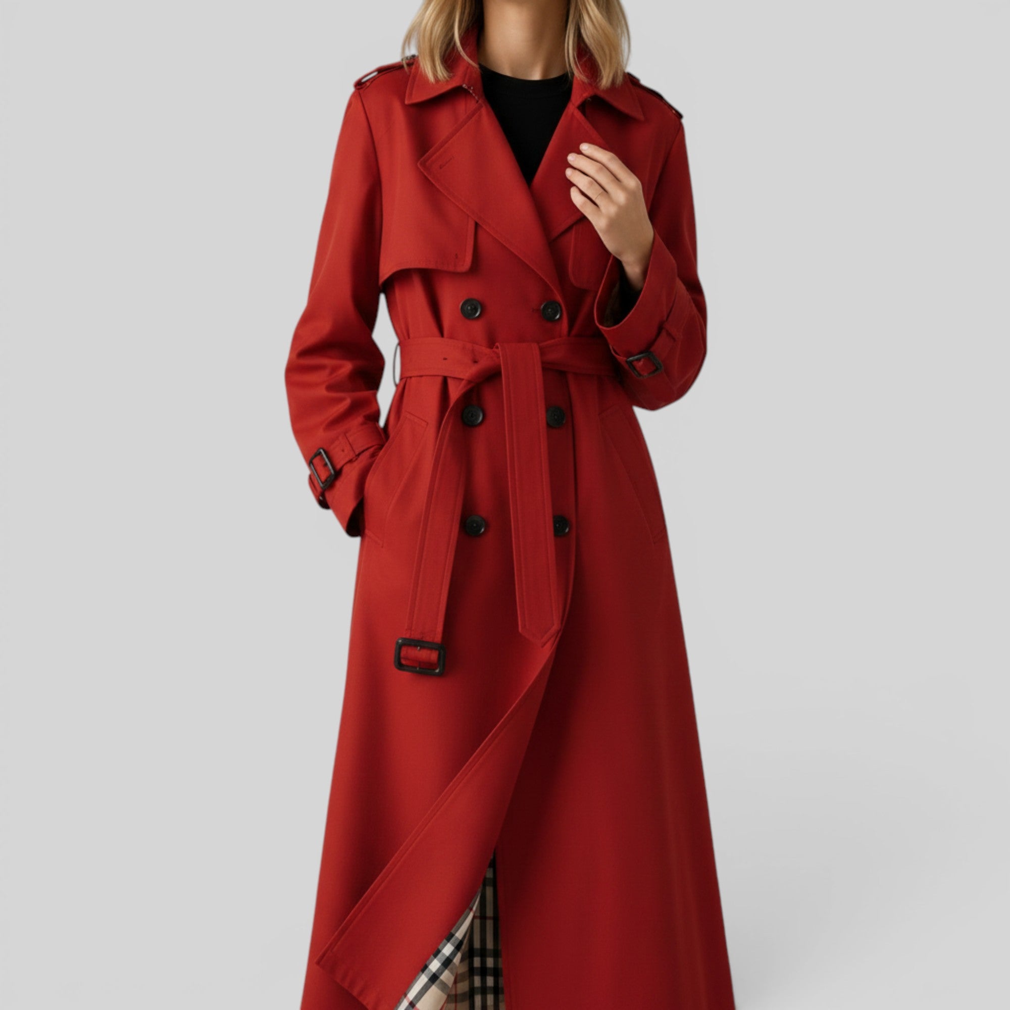 Ellmont London | Women's Trench Coat Classic Belted Longline Outerwear Jacket