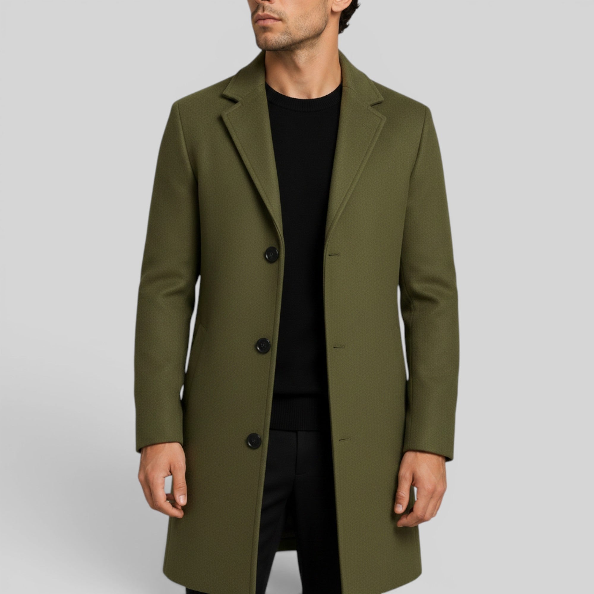 Ellmont London | Men's Mid-Length Button Front Trench Coat Warm Regular Fit