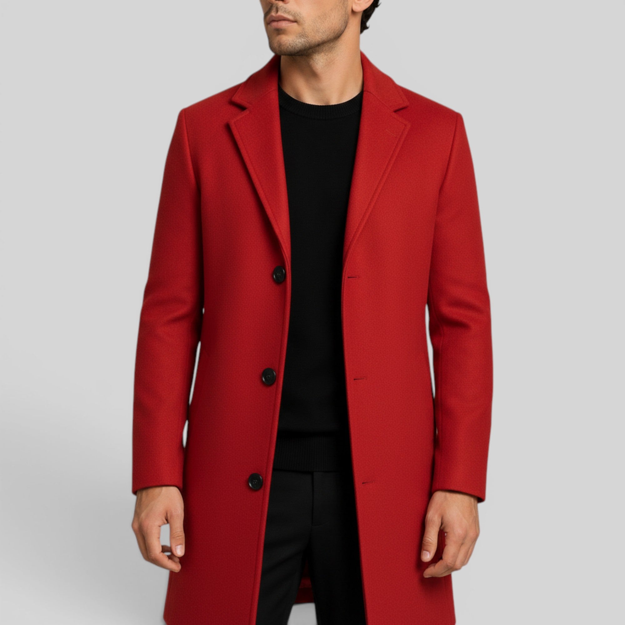 Ellmont London | Men's Mid-Length Button Front Trench Coat Warm Regular Fit