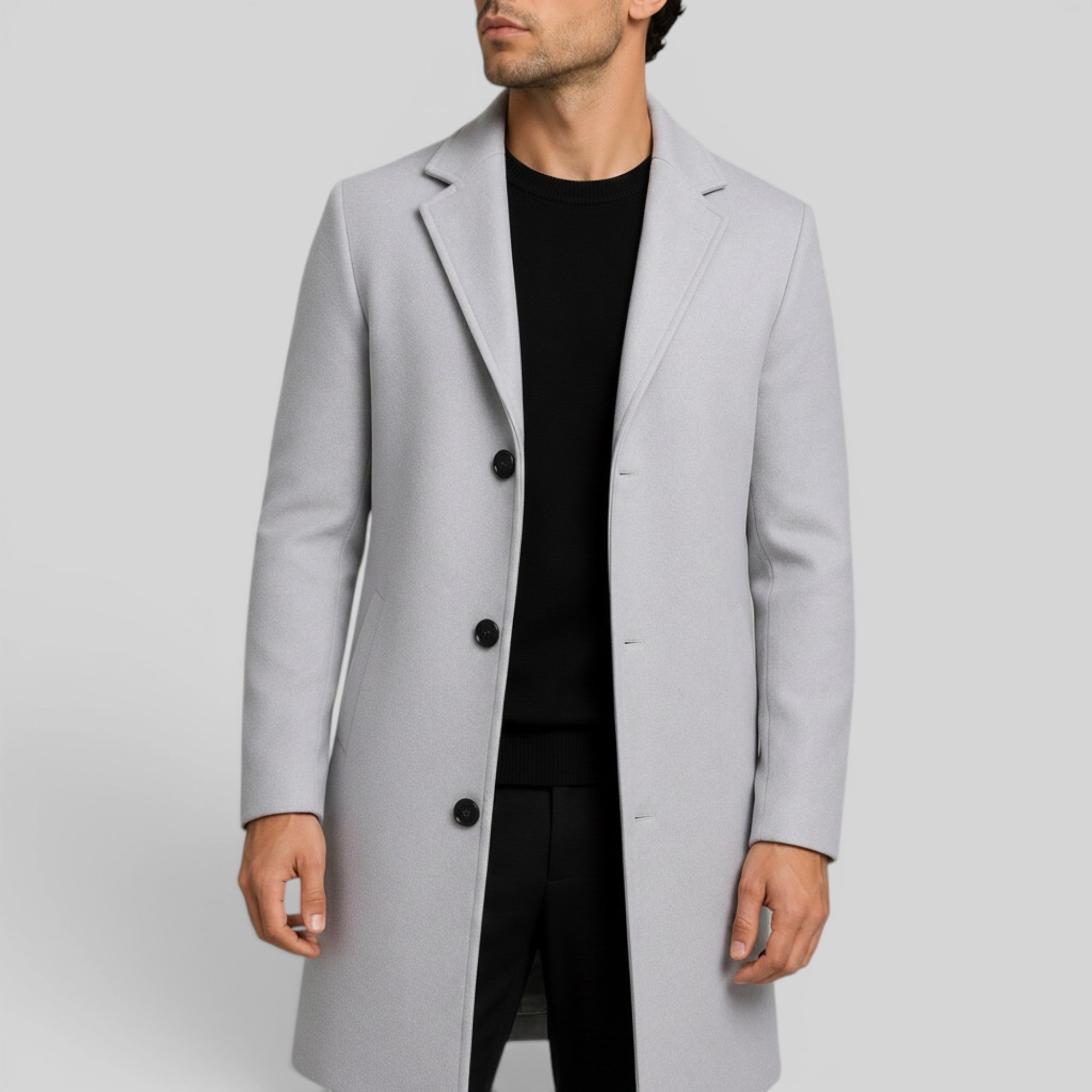 Ellmont London | Men's Mid-Length Button Front Trench Coat Warm Regular Fit