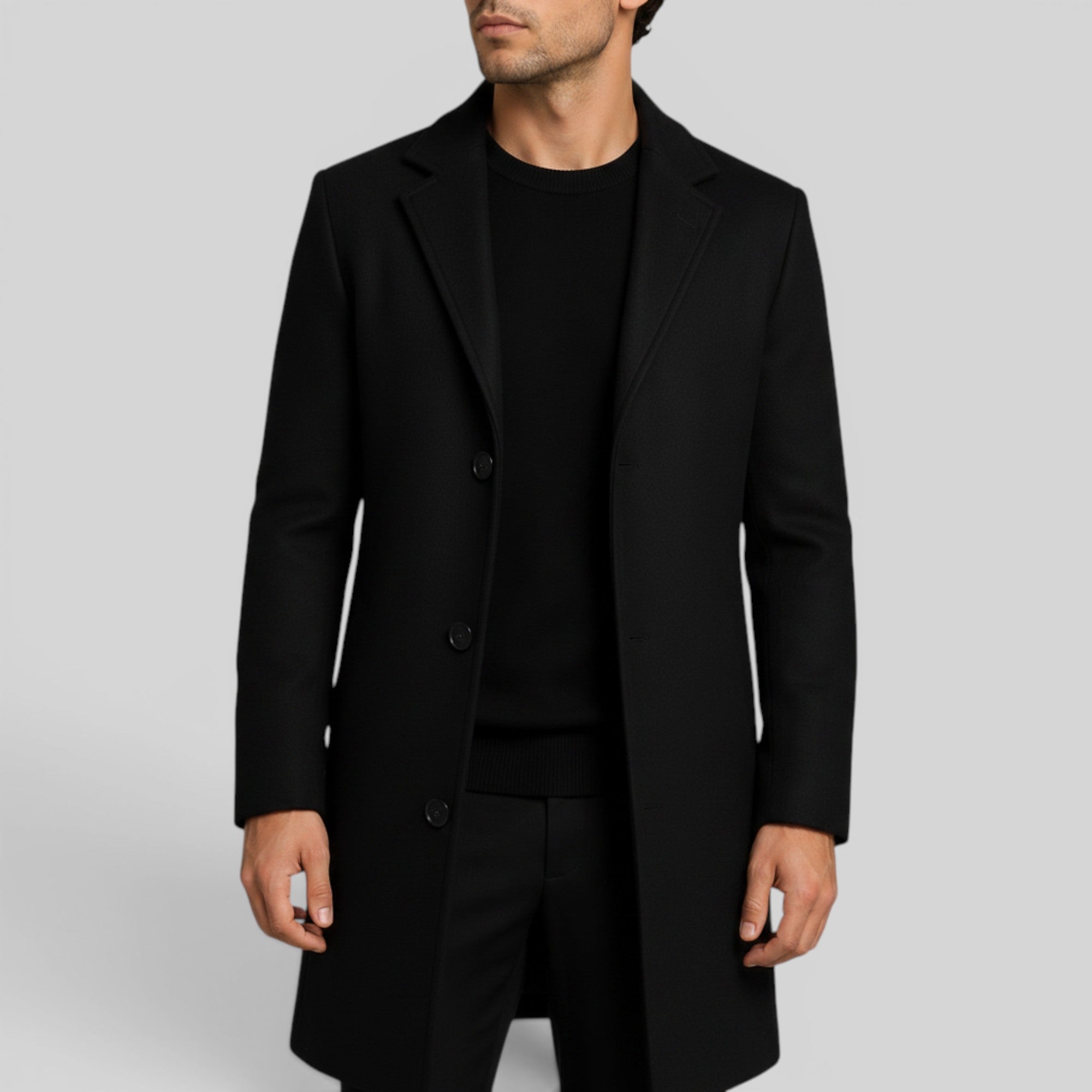 Ellmont London | Men's Mid-Length Button Front Trench Coat Warm Regular Fit