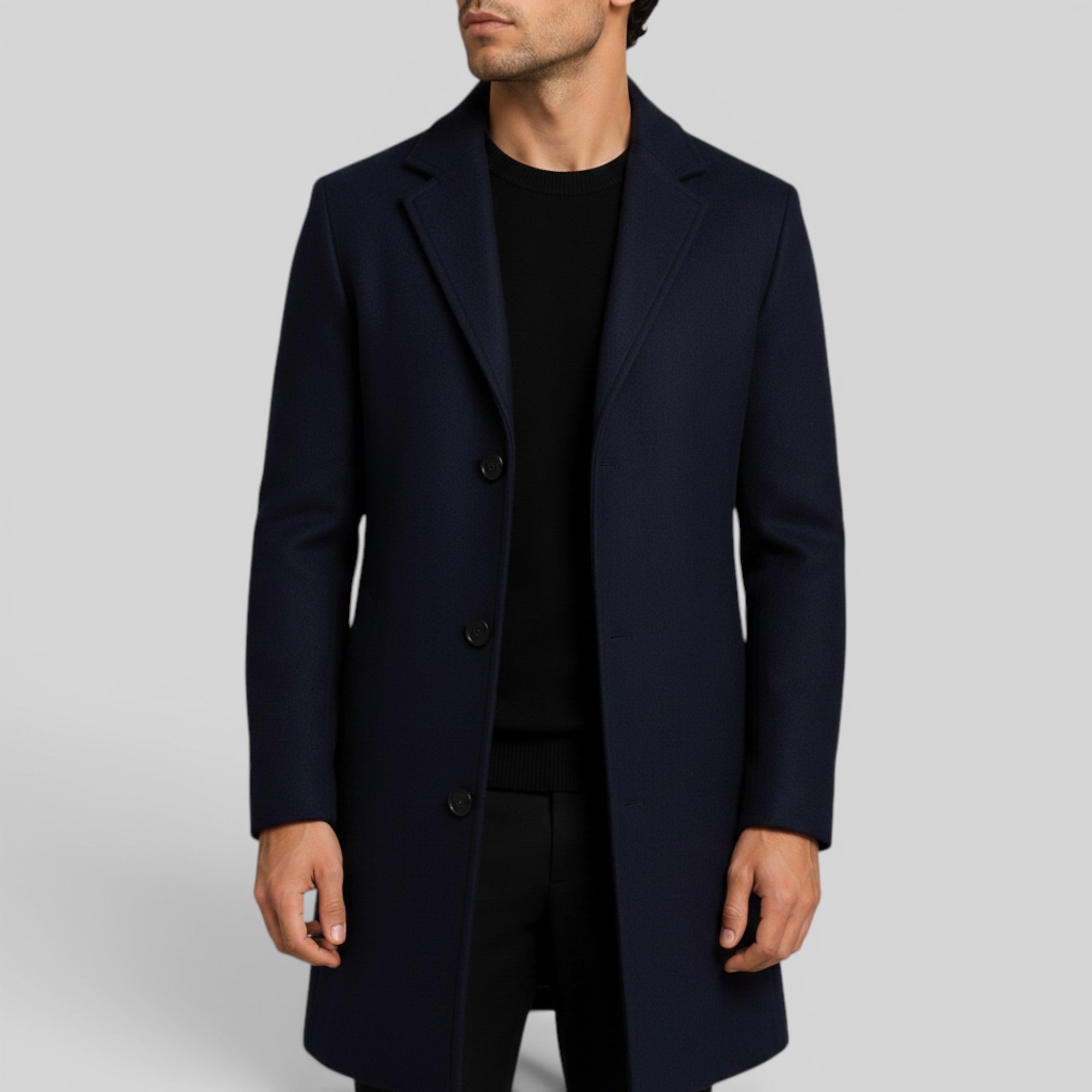 Ellmont London | Men's Mid-Length Button Front Trench Coat Warm Regular Fit