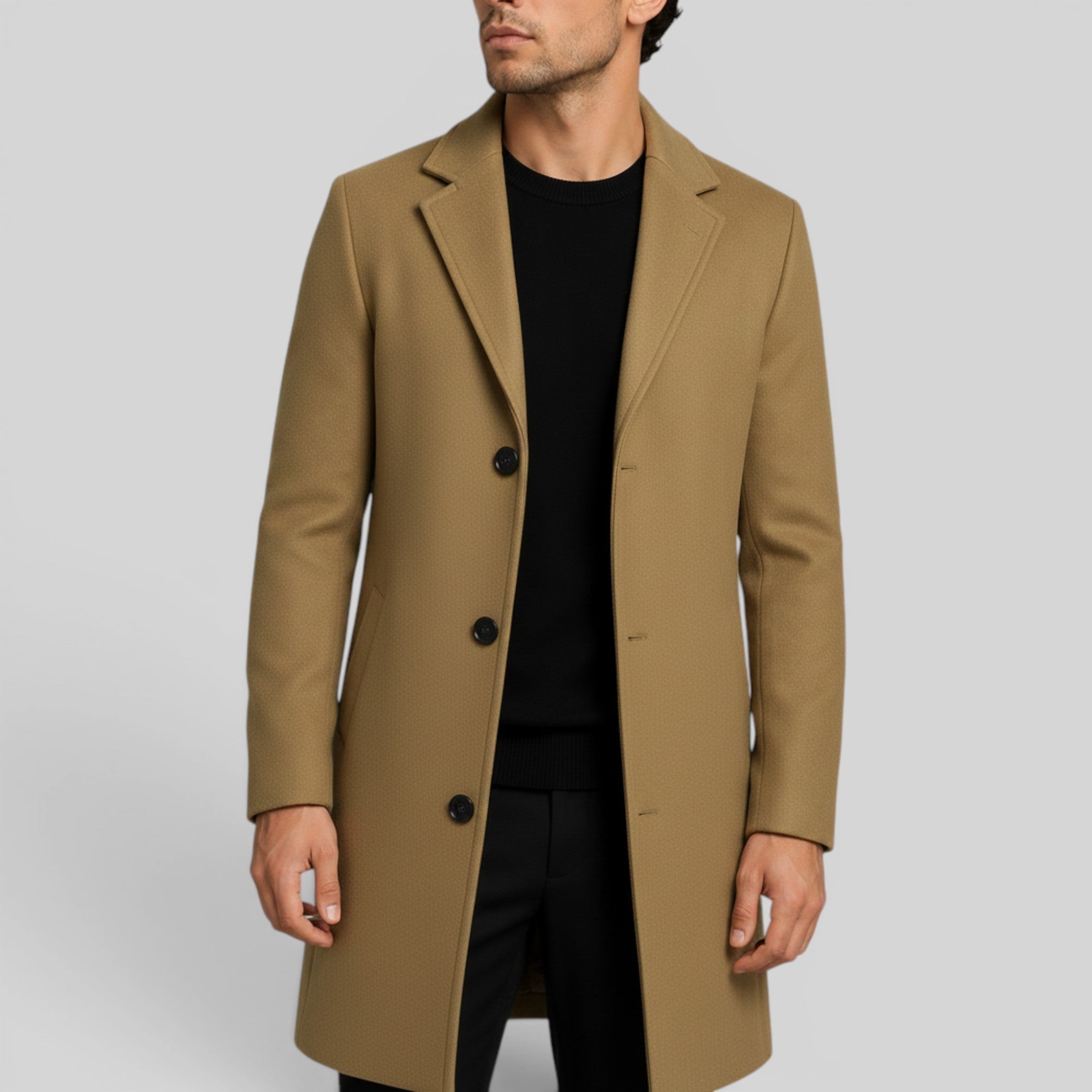 Ellmont London | Men's Mid-Length Button Front Trench Coat Warm Regular Fit