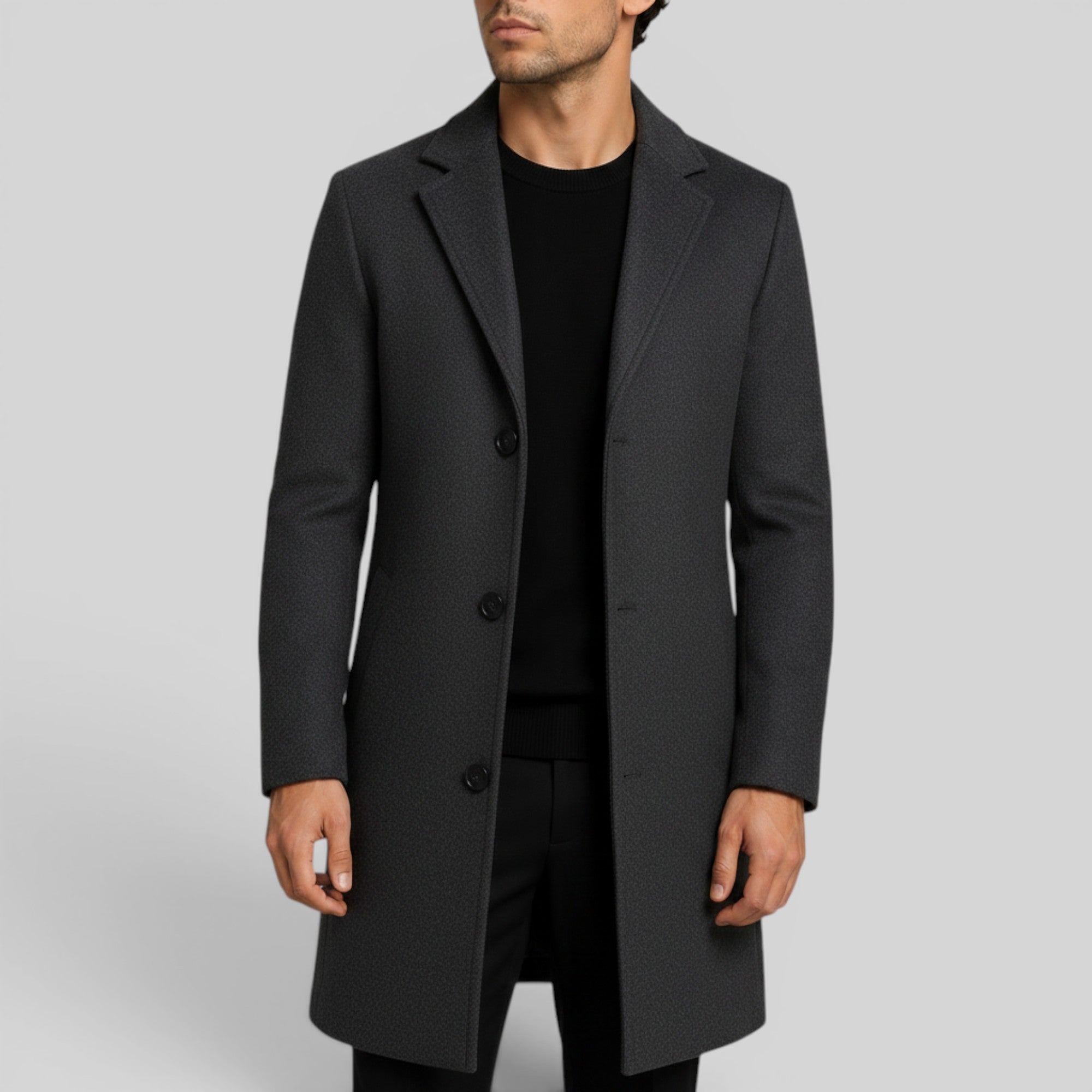 Ellmont London | Men's Mid-Length Button Front Trench Coat Warm Regular Fit