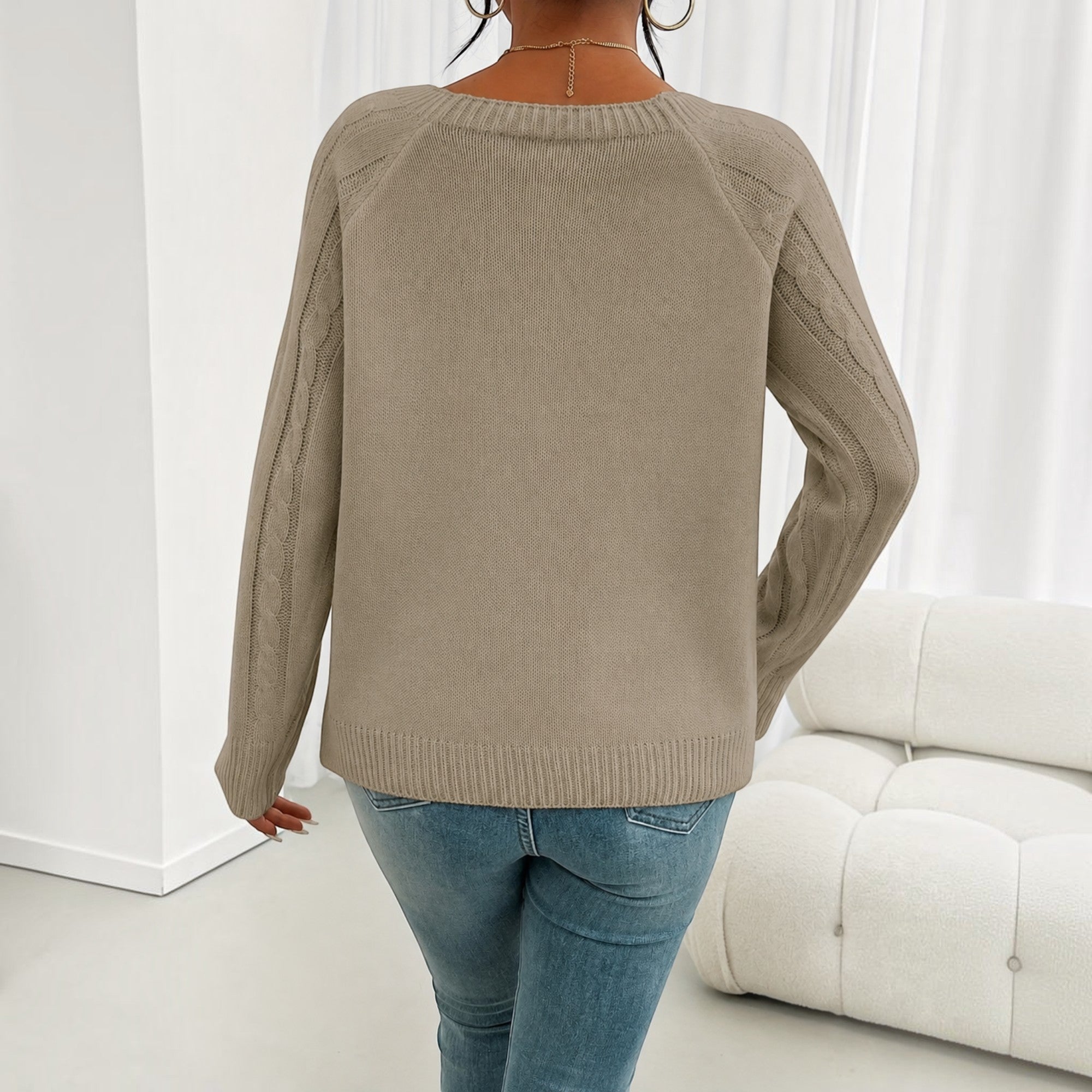 Ellmont London | Women's Soft Knit Sweater Pullover with Button Detail