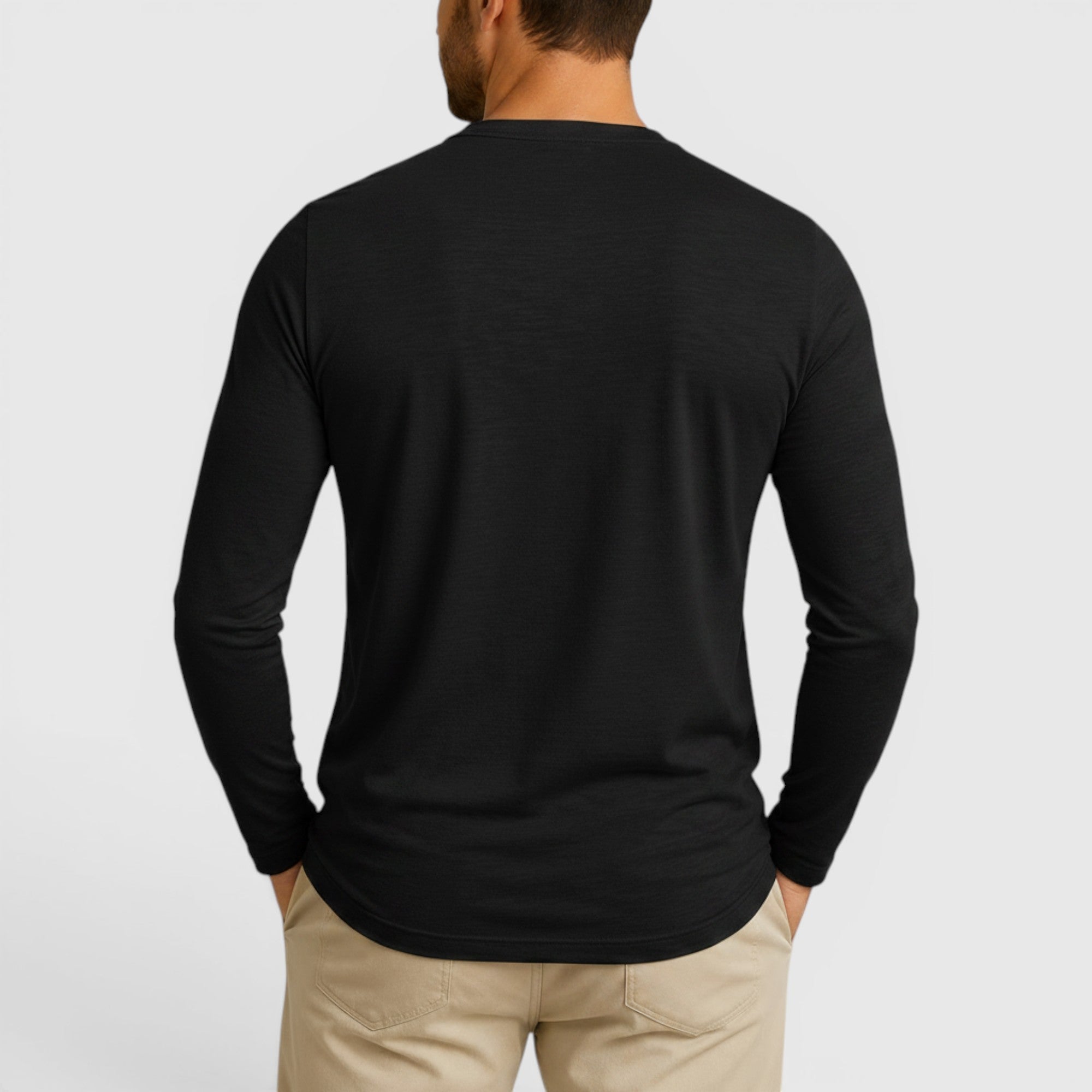 Ellmont London | Men's Long Sleeve Henley Shirt Button Up Lightweight Everyday Top