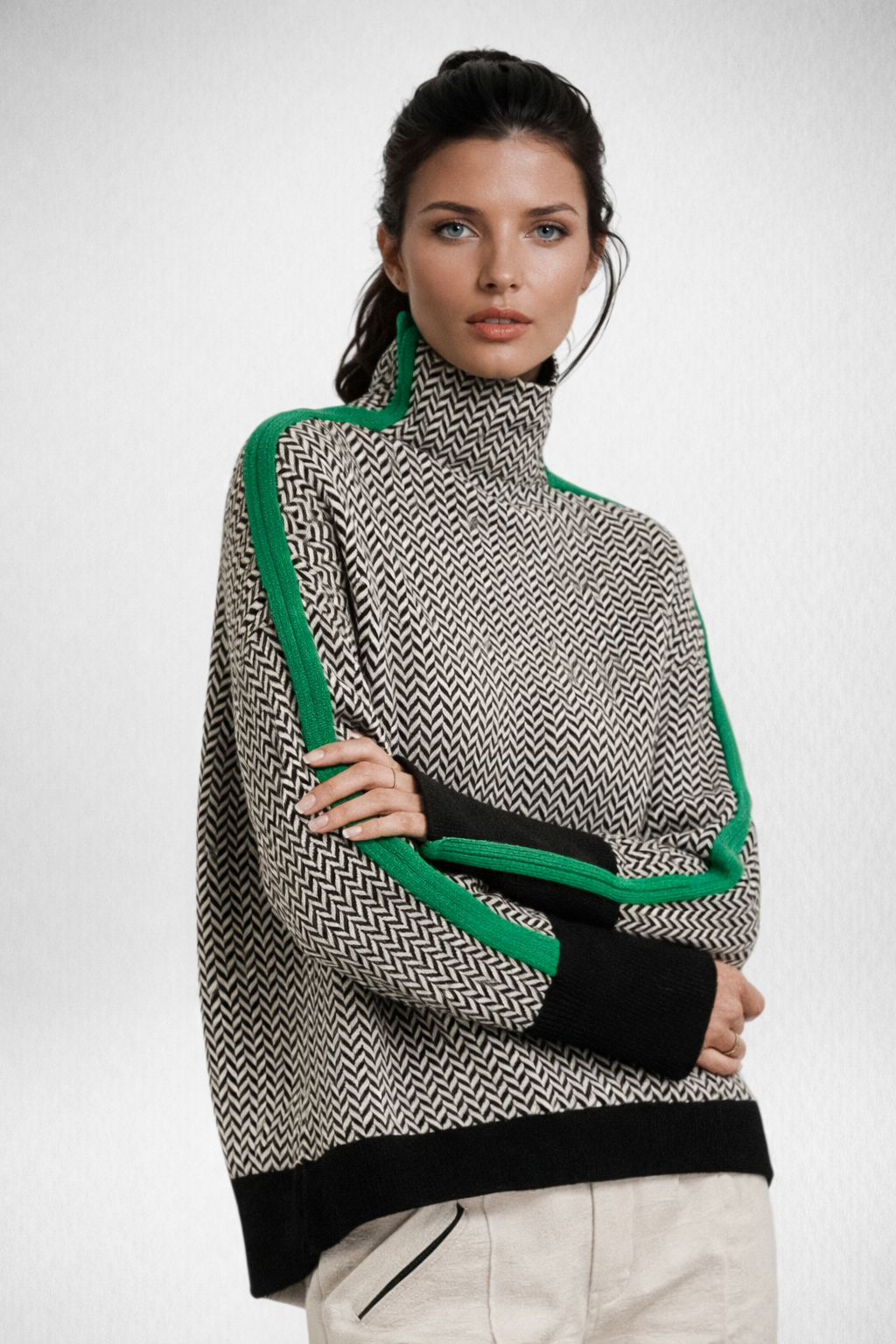 Women's Contrast Stripe Jumper – Pullover Knit