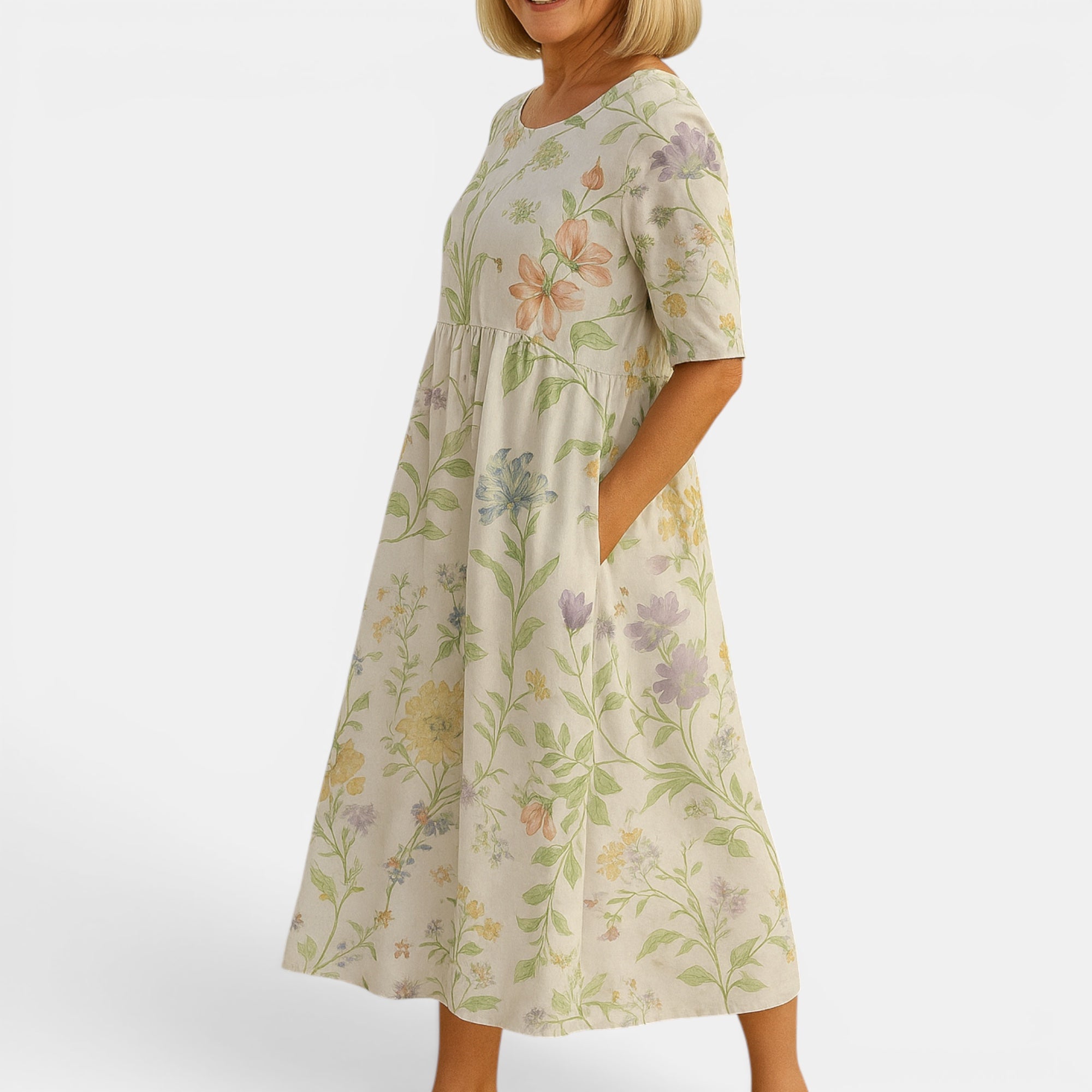 Ellmont London | Women's Lightweight Summer Midi Dress Sleeve Coverage
