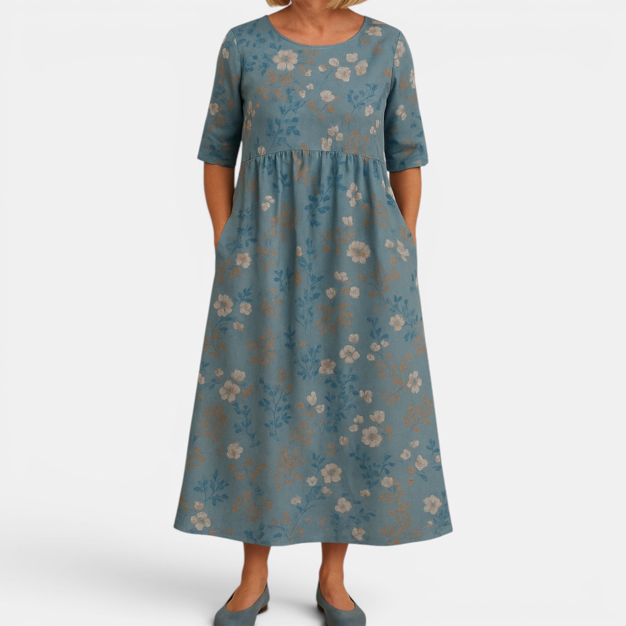 Ellmont London | Women's Lightweight Summer Midi Dress Sleeve Coverage