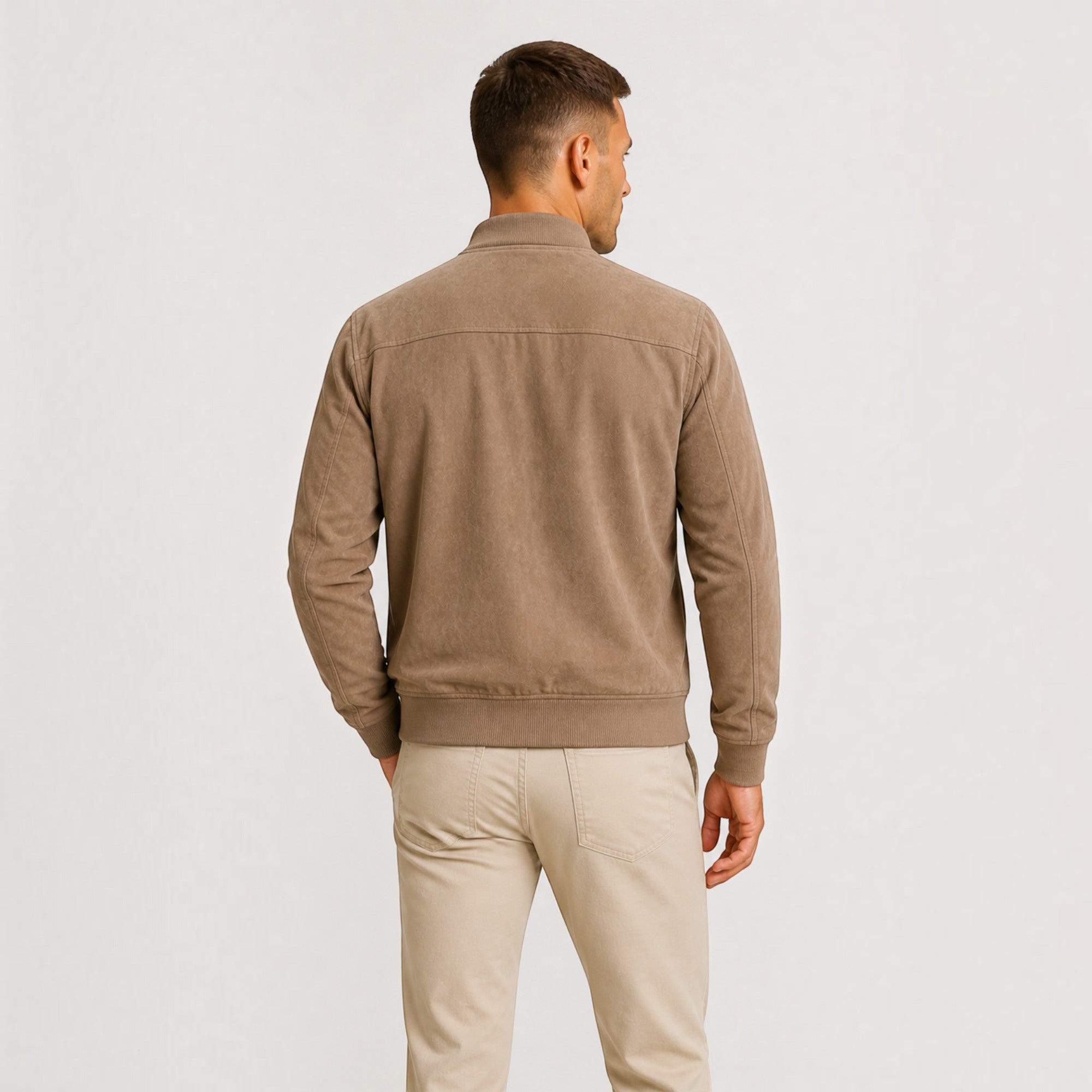 Ellmont London | Men's Lightweight Faux Suede Bomber Jacket Zip Front