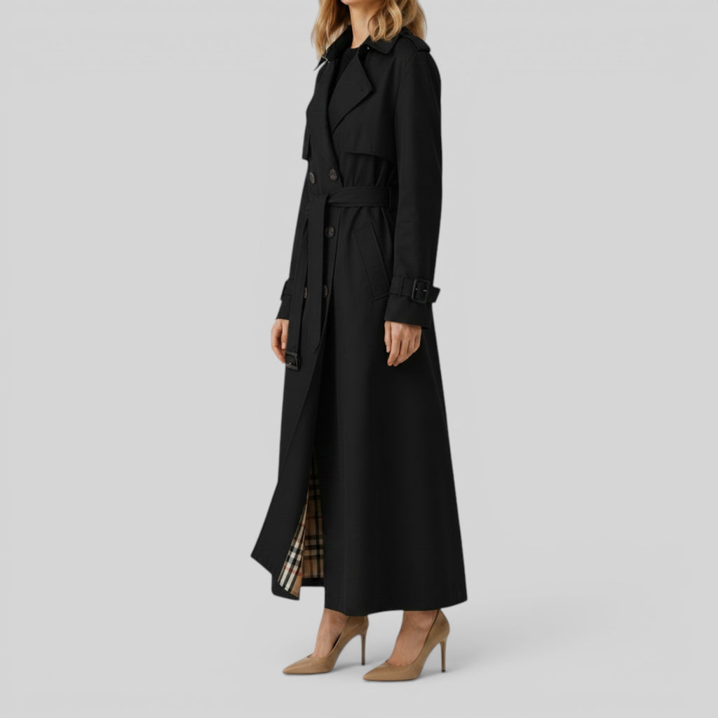 Ellmont London | Women's Trench Coat Classic Belted Longline Outerwear Jacket