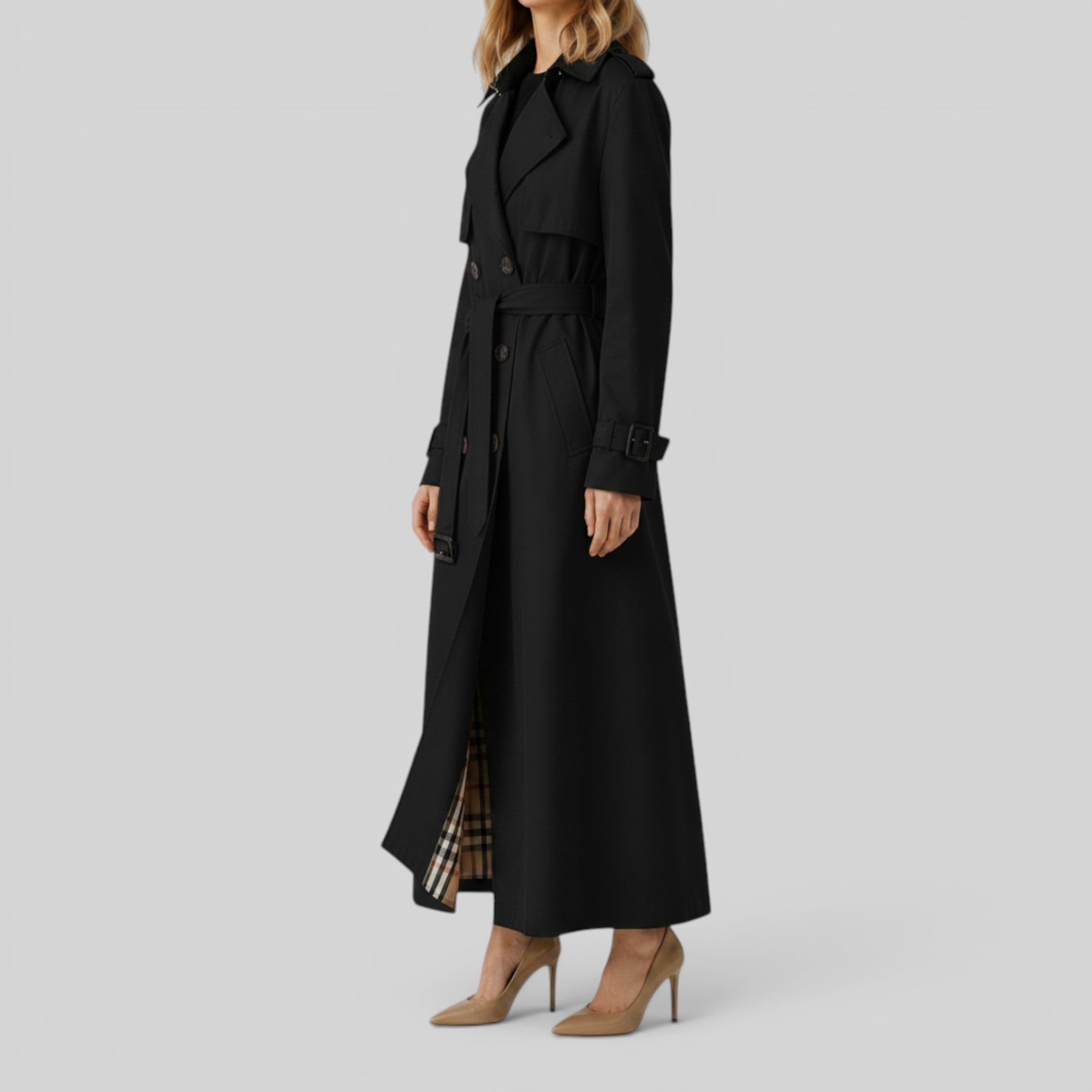 Ellmont London | Women's Trench Coat Classic Belted Longline Outerwear Jacket