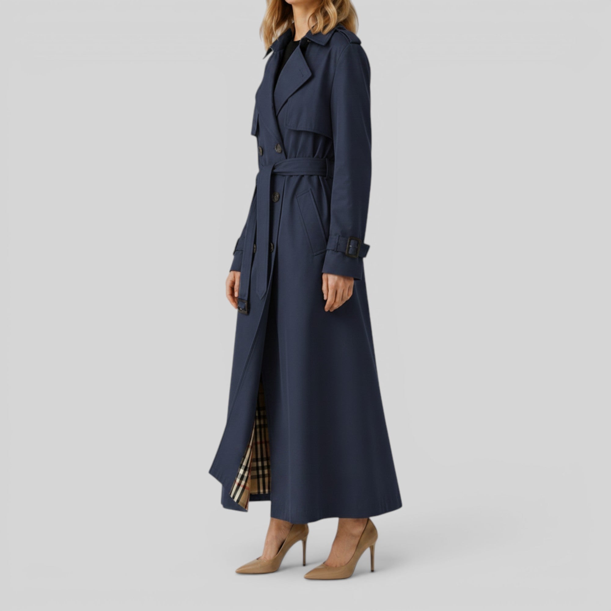 Ellmont London | Women's Trench Coat Classic Belted Longline Outerwear Jacket