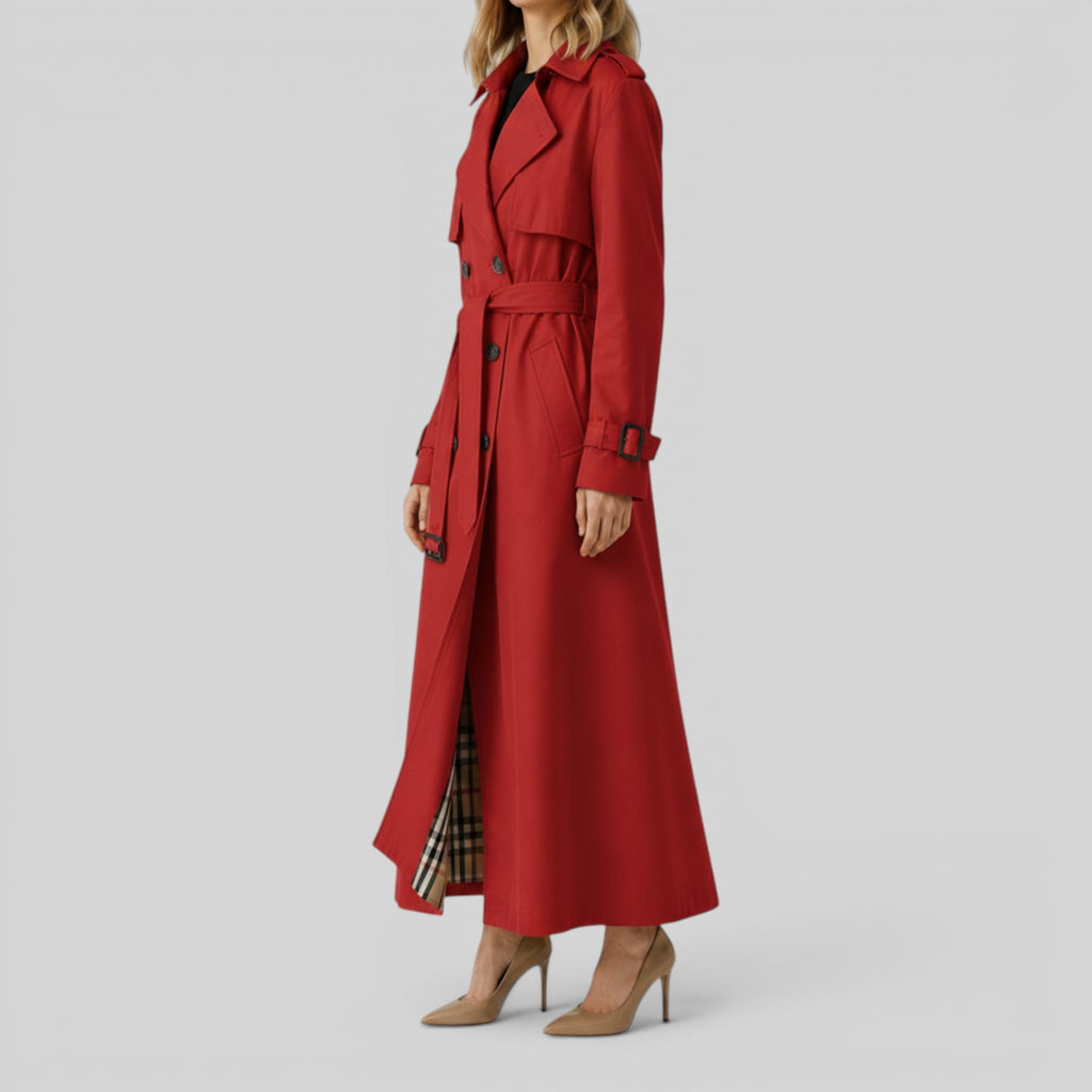 Ellmont London | Women's Trench Coat Classic Belted Longline Outerwear Jacket