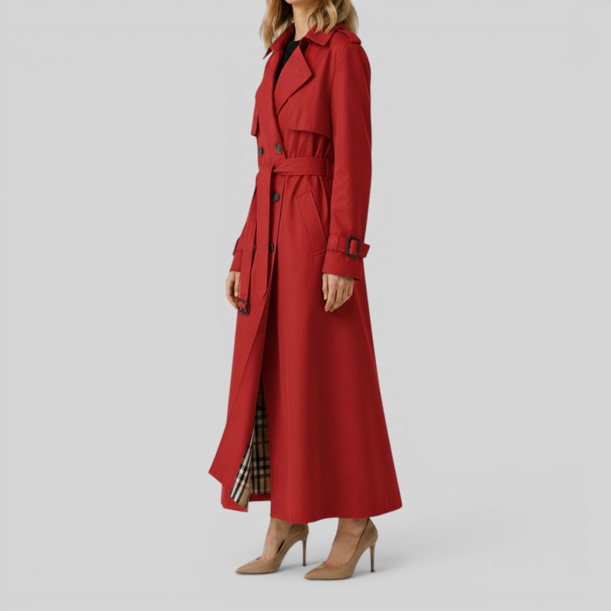 Ellmont London | Women's Trench Coat Classic Belted Longline Outerwear Jacket