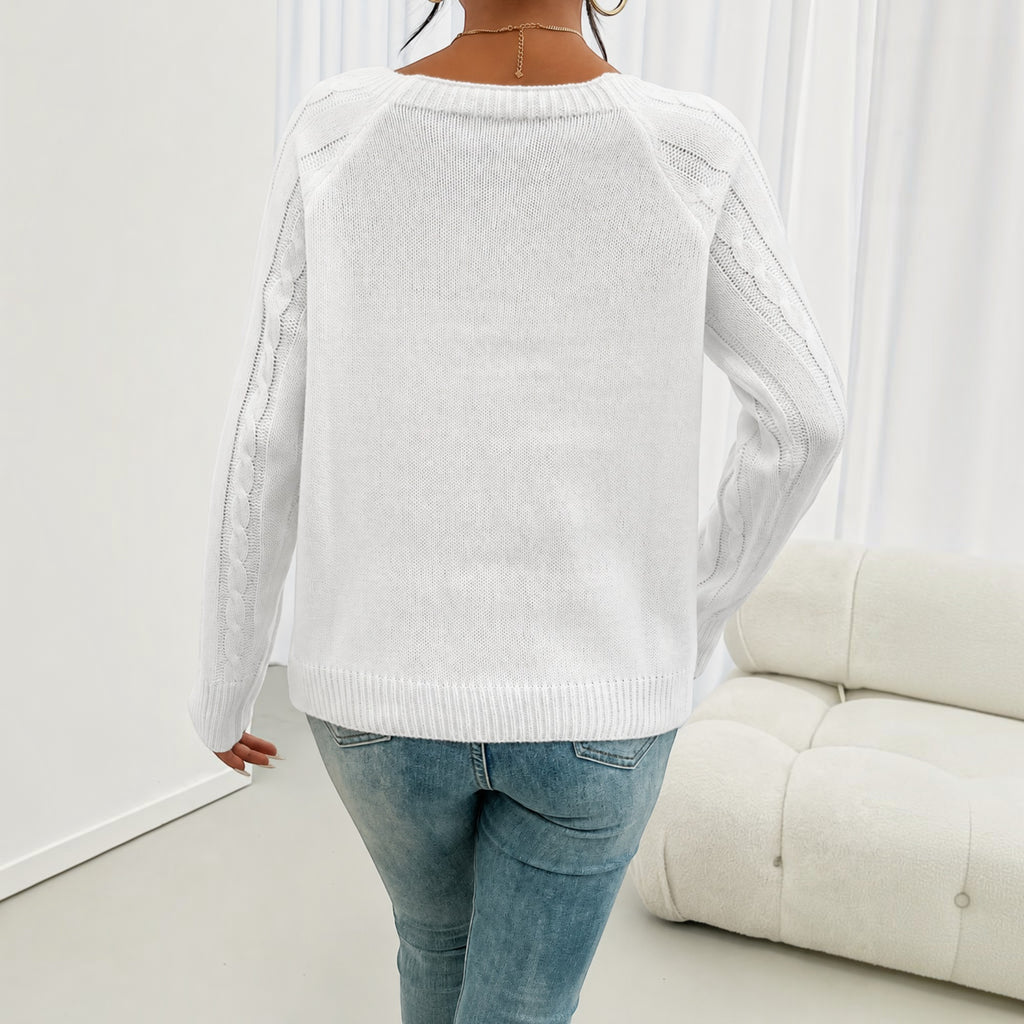 Ellmont London | Women's Soft Knit Sweater Pullover with Button Detail