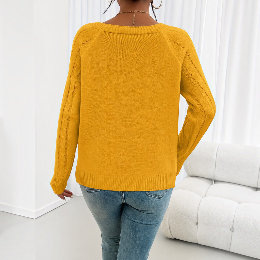 Ellmont London | Women's Soft Knit Sweater Pullover with Button Detail