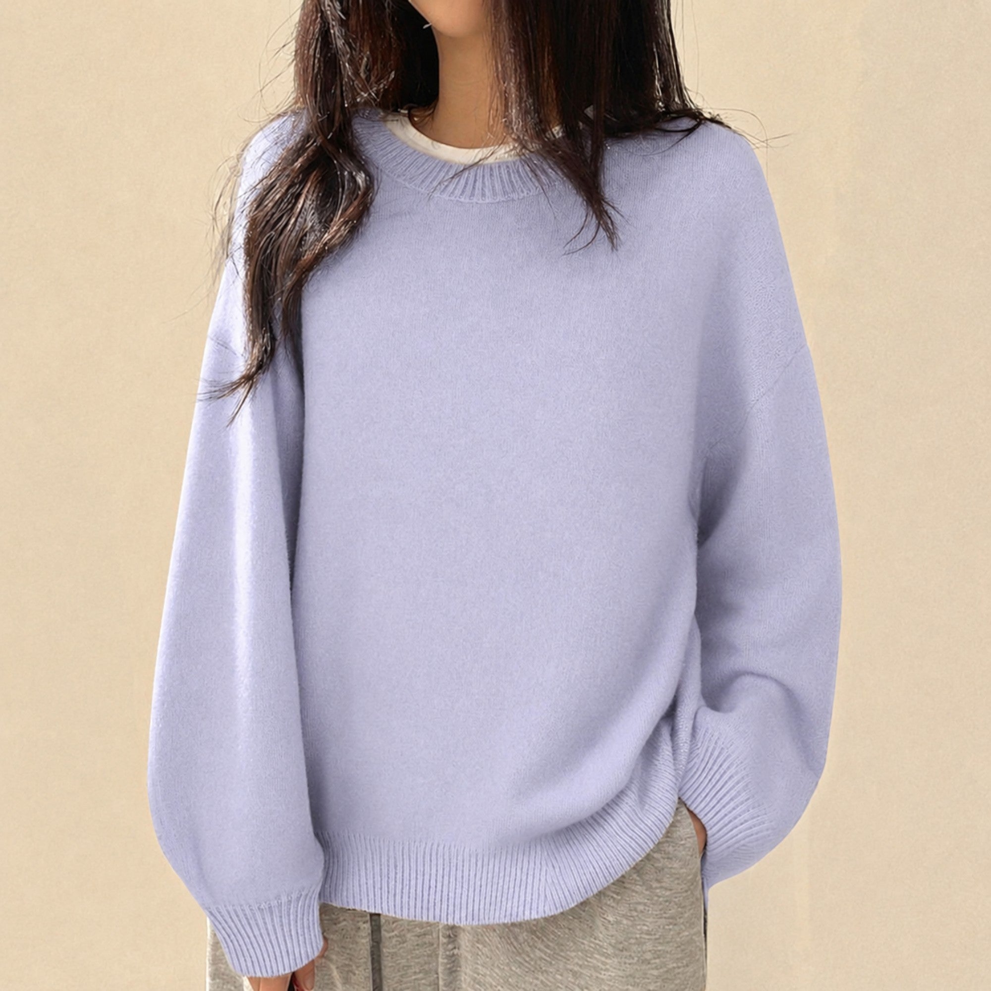 Ellmont London | Crewneck Sweater Women's Casual Knit Pullover with Relaxed Fit