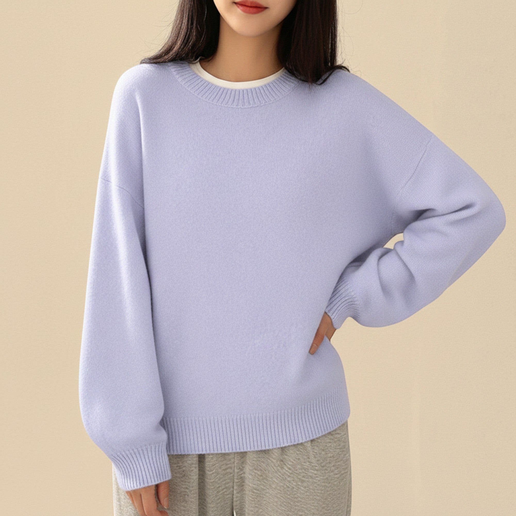 Ellmont London | Crewneck Sweater Women's Casual Knit Pullover with Relaxed Fit