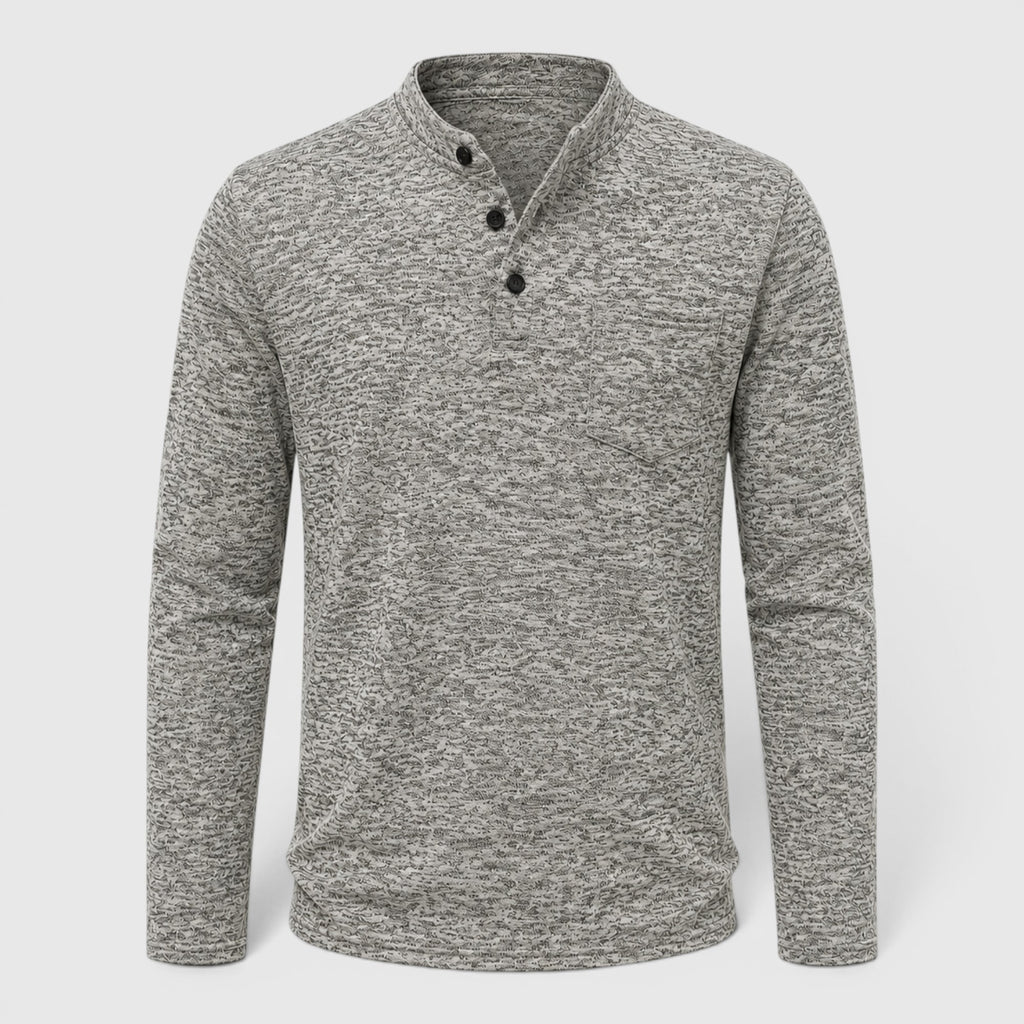 Ellmont London | Men's Stand Collar Button Up Long Sleeve Polo with Chest Pocket