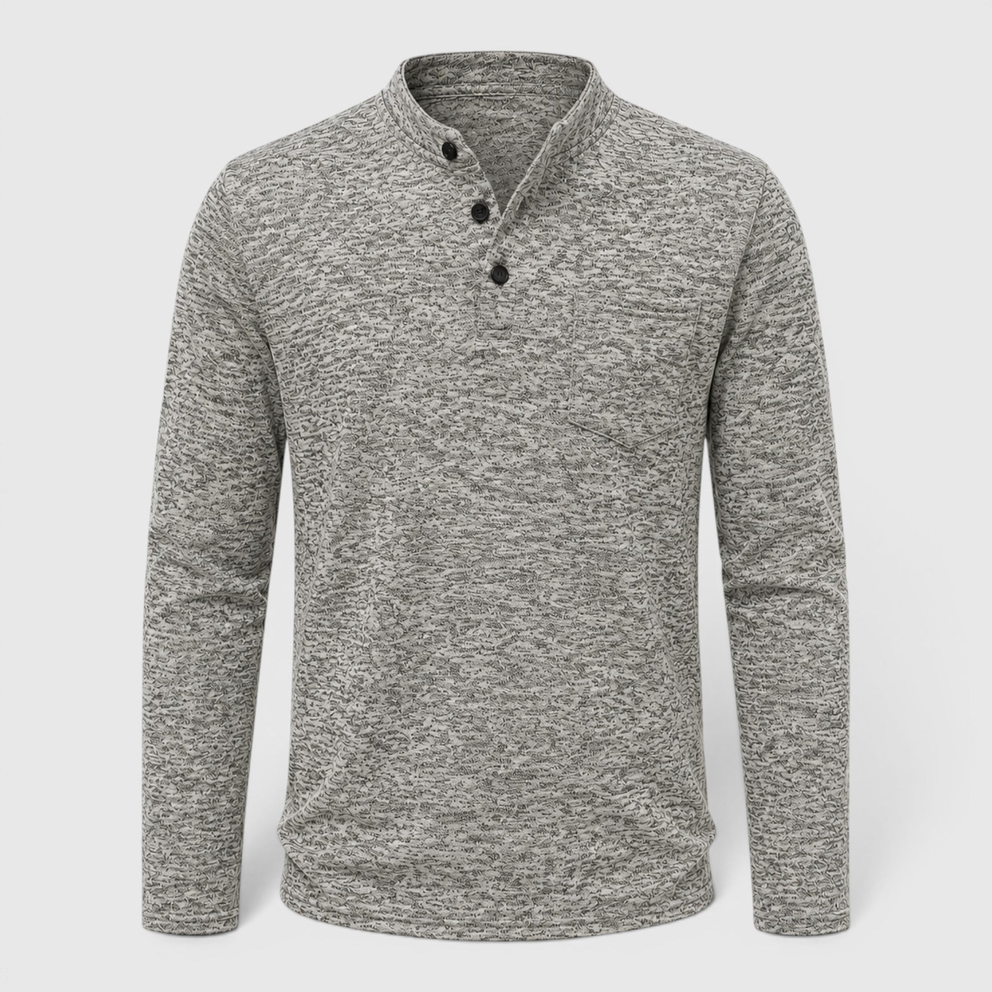 Ellmont London | Men's Stand Collar Button Up Long Sleeve Polo with Chest Pocket
