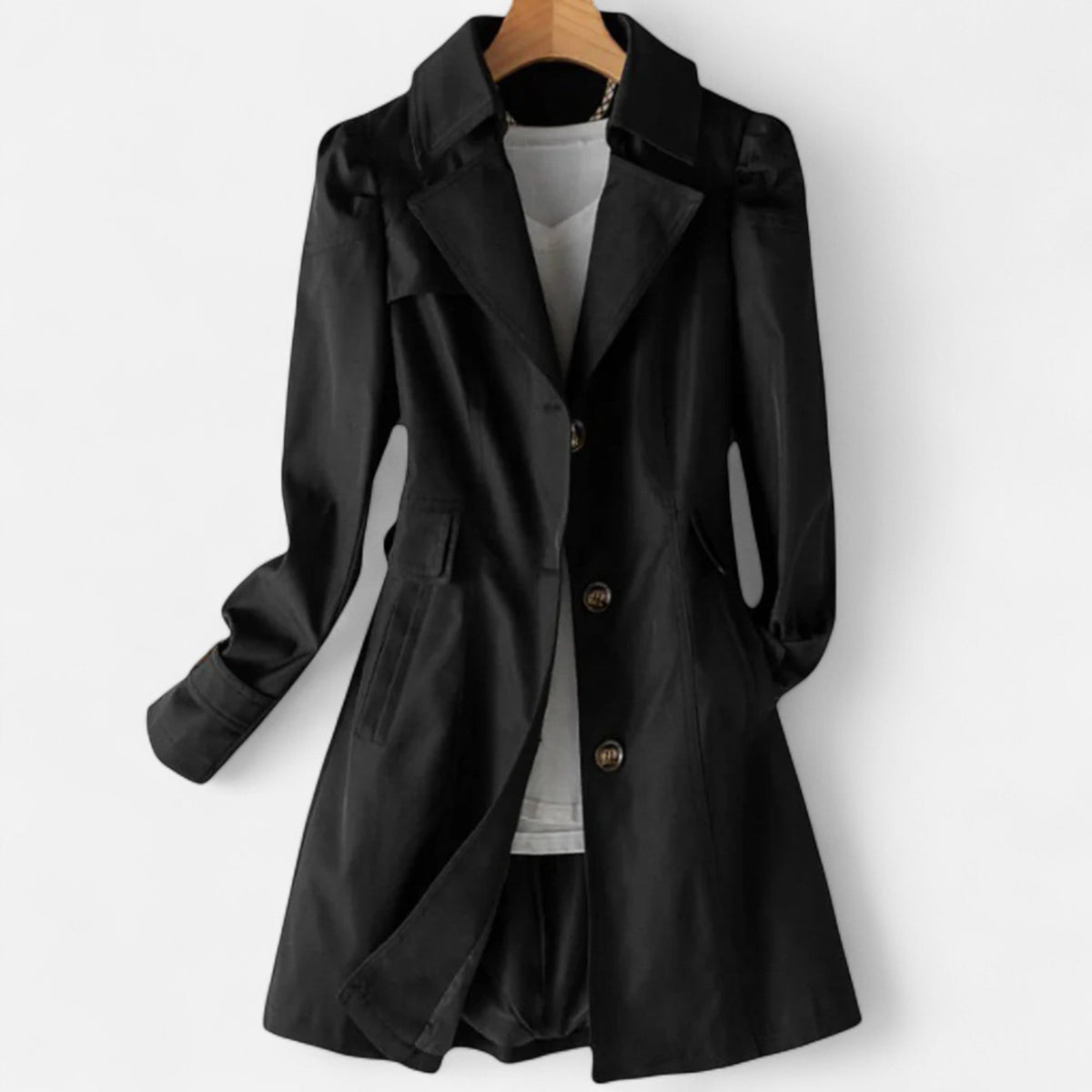 Autumn | Women's Classic Trench Coat with Lapel Collar and Button Front