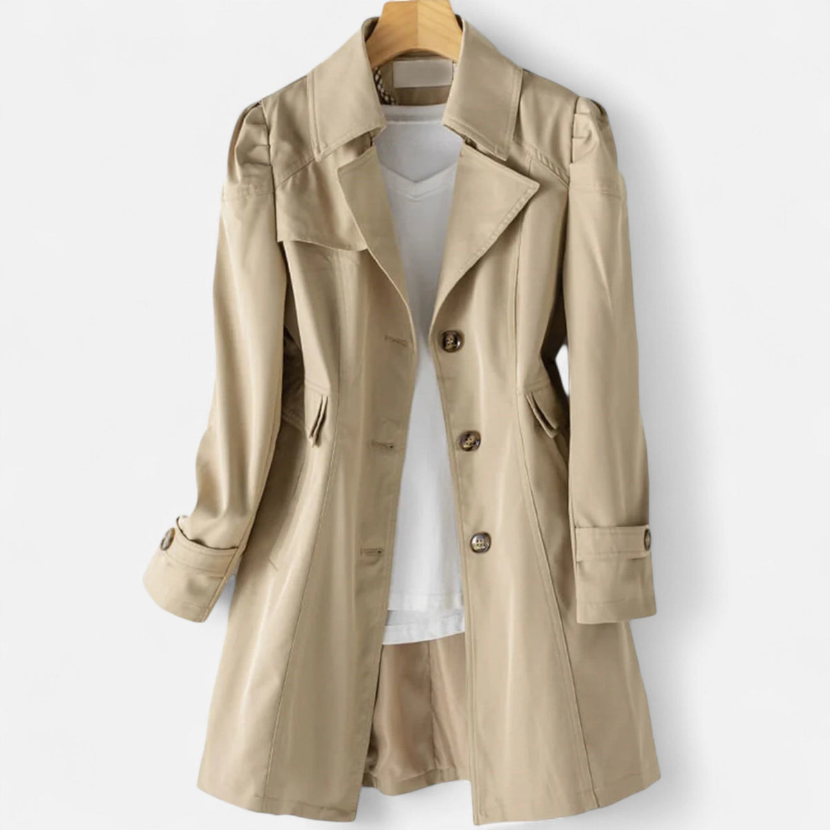 Autumn | Women's Classic Trench Coat with Lapel Collar and Button Front