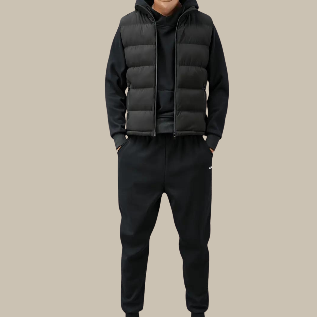 William | Clean Men’s Padded Gilet With Zip Front And Stand Collar