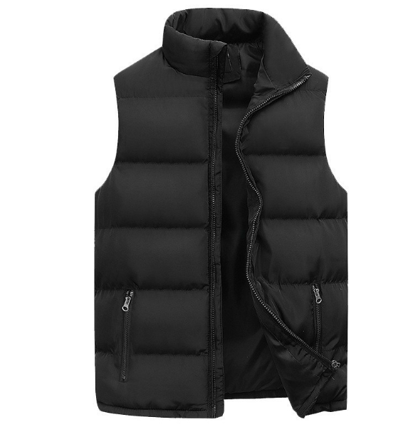 Men's Padded Gilet with Zip Front and Stand Collar