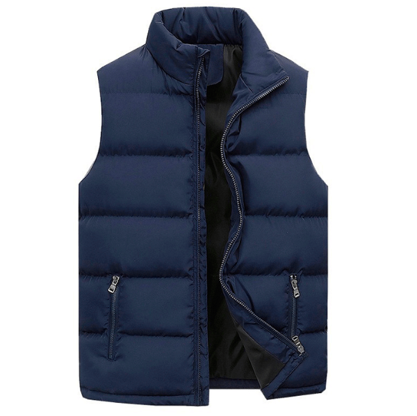 William | Clean Men’s Padded Gilet With Zip Front And Stand Collar