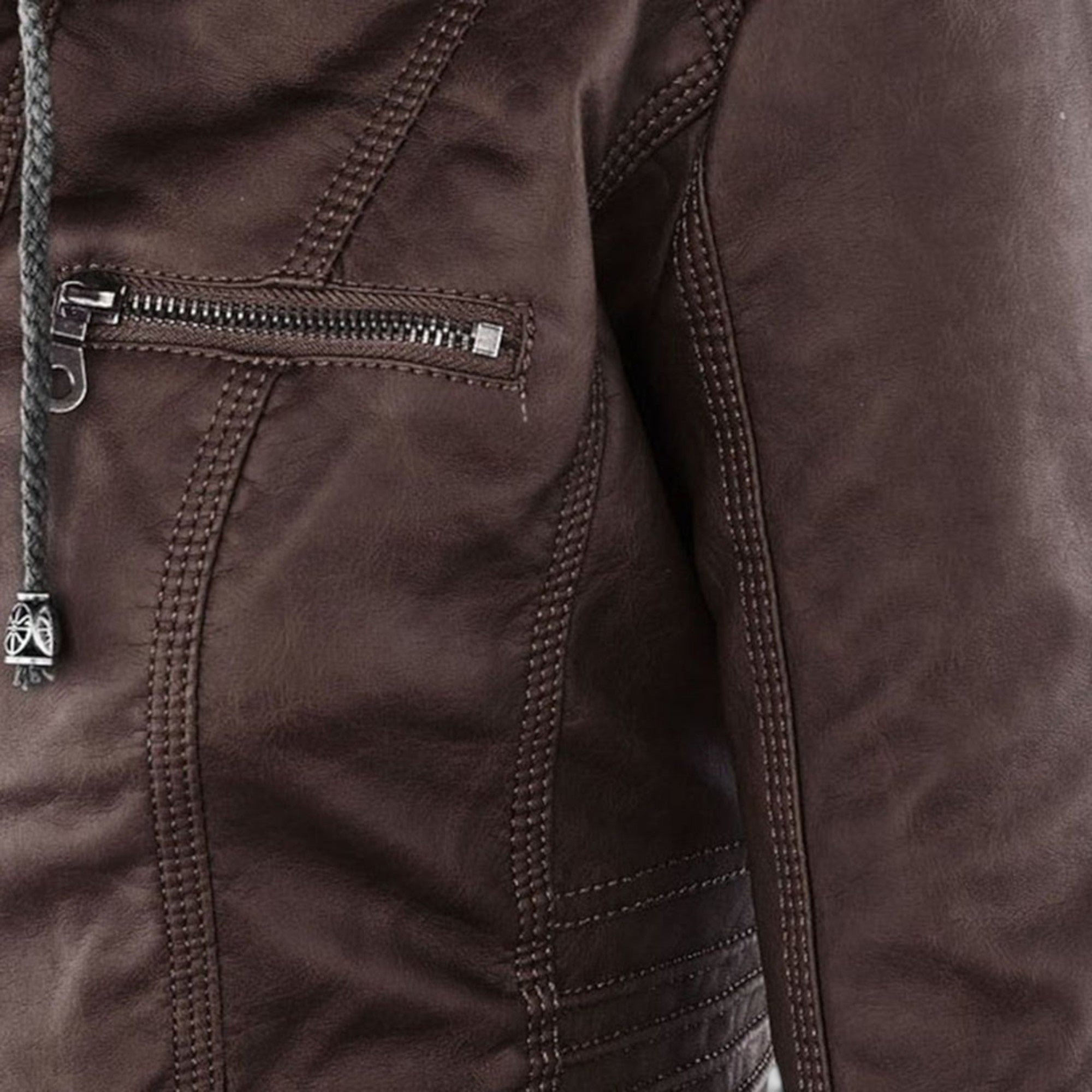 Ellmont London | Women's Warm Leather Jacket Tailored Zip Front Casual Coat