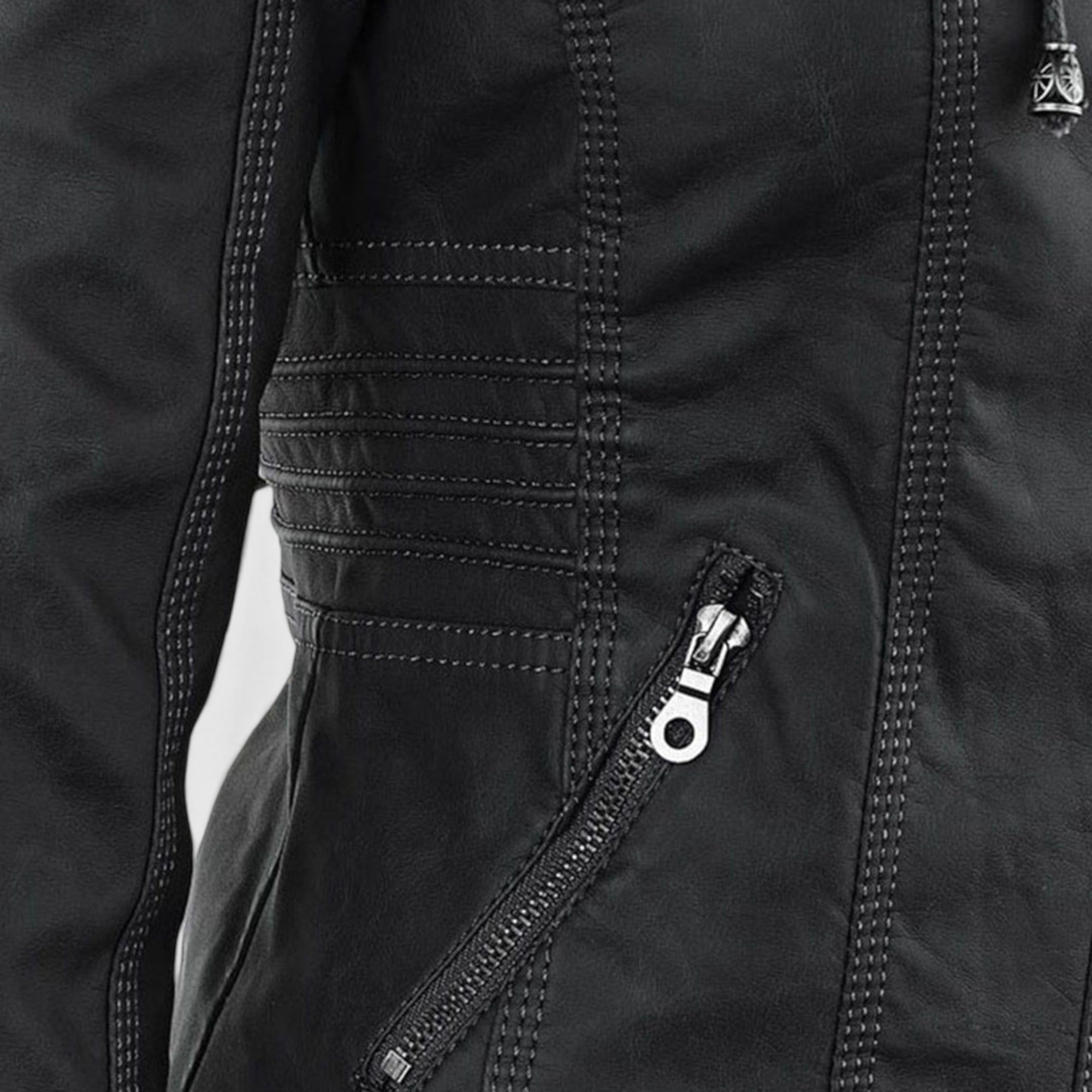 Ellmont London | Women's Warm Leather Jacket Tailored Zip Front Casual Coat